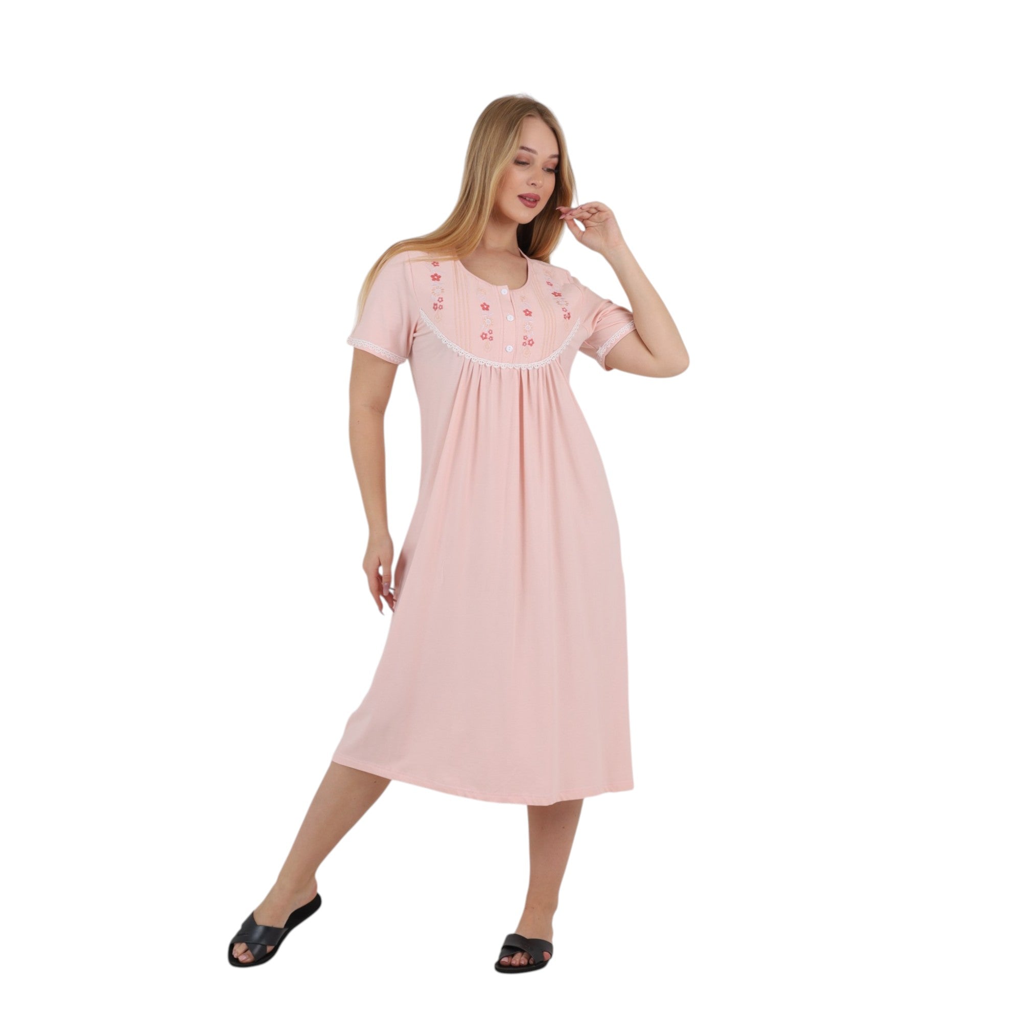 Floral Embroidered Lace Nightgown
