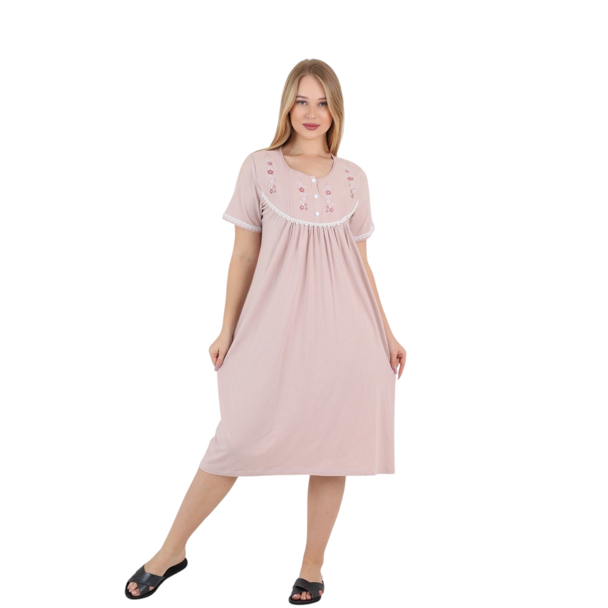 Floral Embroidered Lace Nightgown