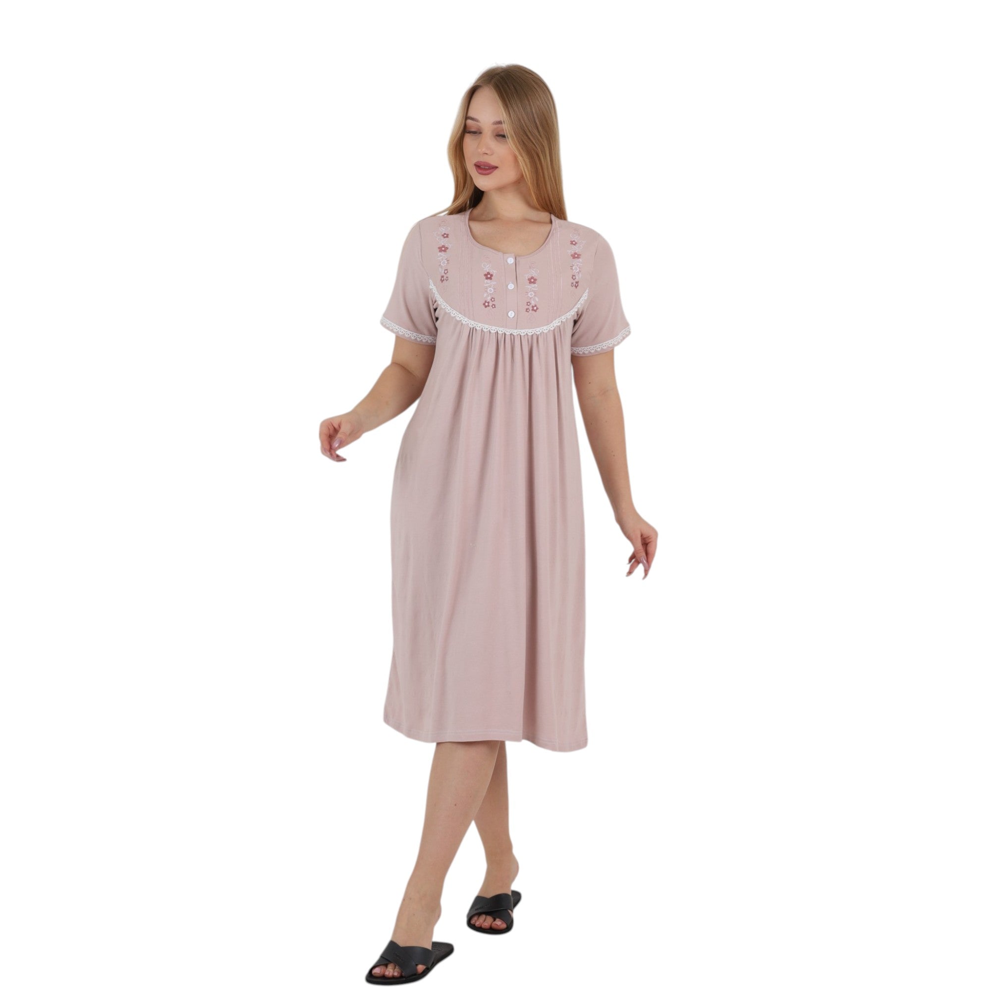 Floral Embroidered Lace Nightgown