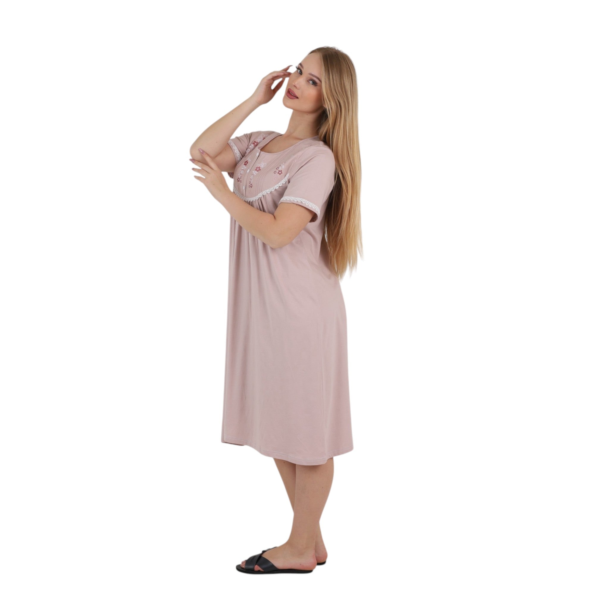 Floral Embroidered Lace Nightgown