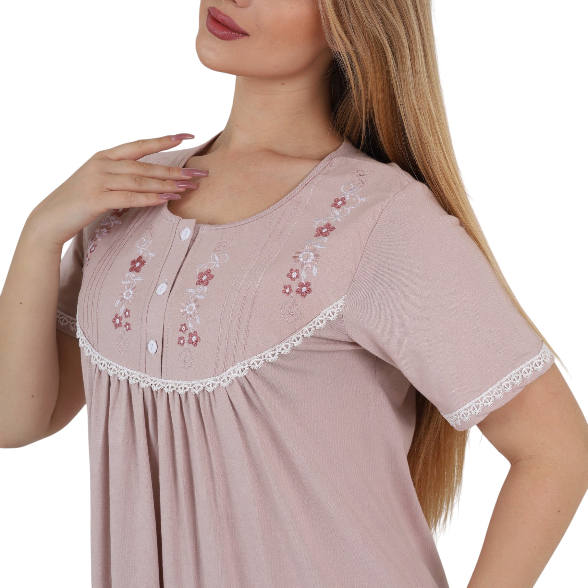 Floral Embroidered Lace Nightgown