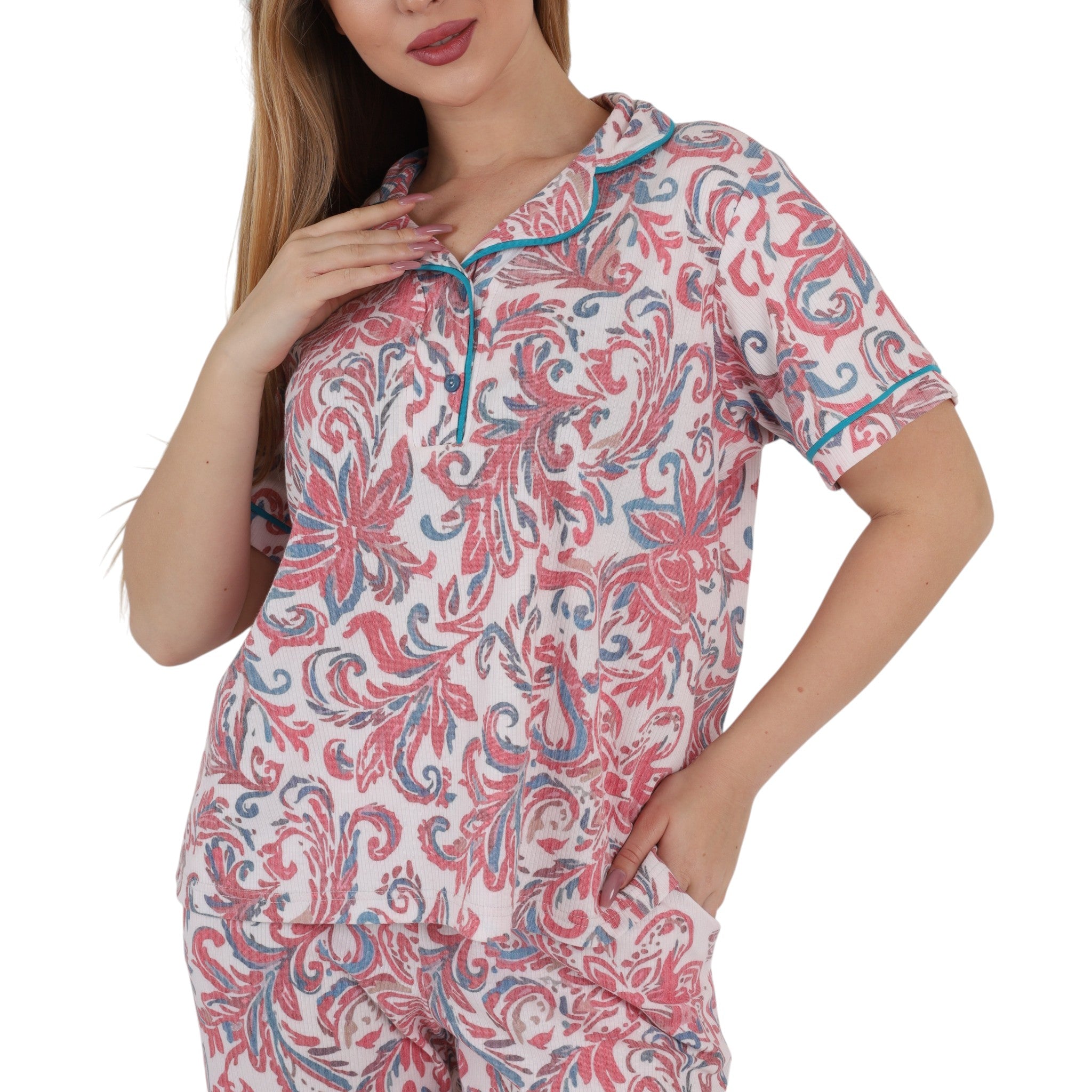 طقم بيجامة قطنية نسائية