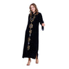 Emerald Velvet Maxi Dress with Embroidered Details