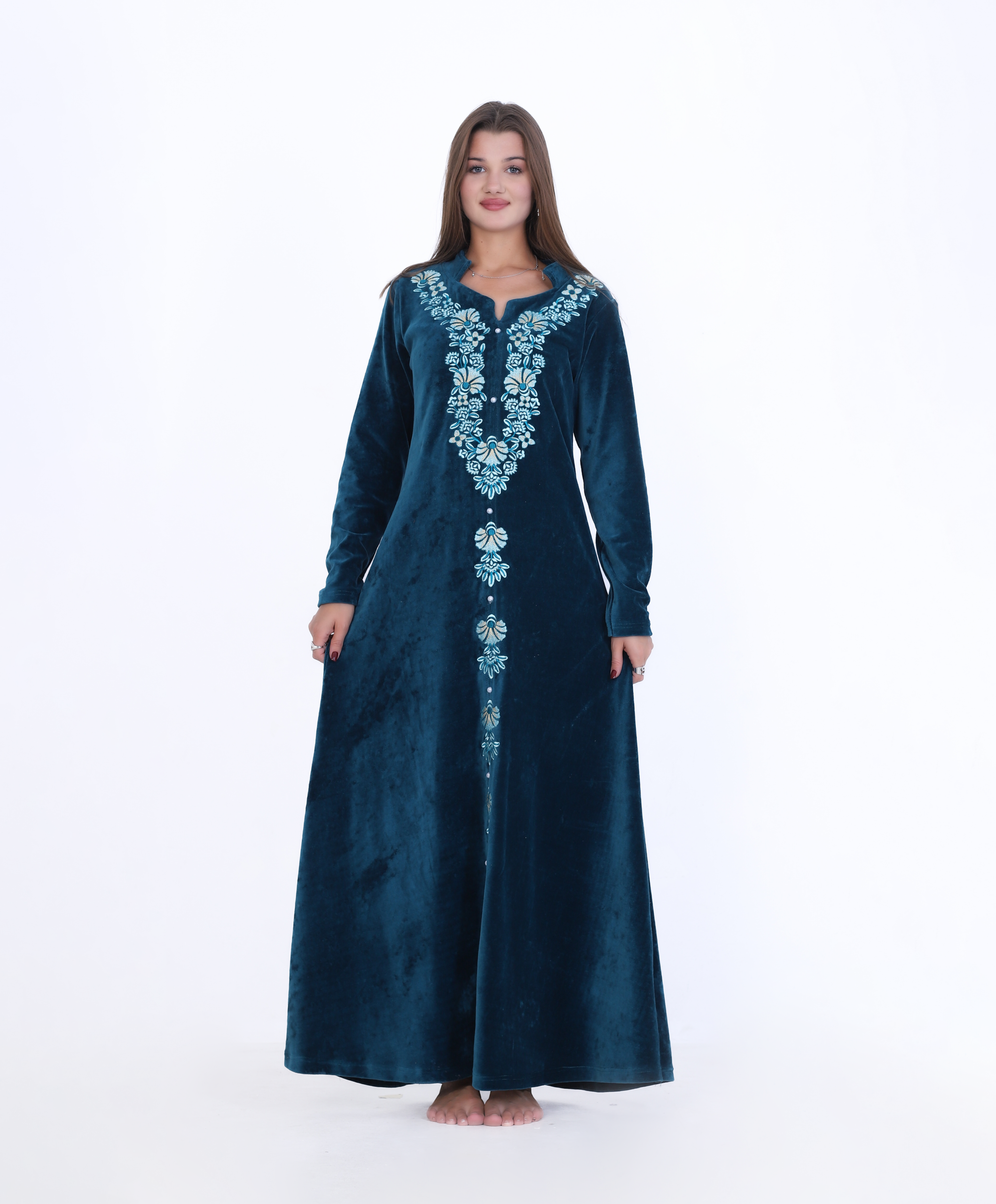 Velvet Embroidered Abaya – Elegant & Timeless Design