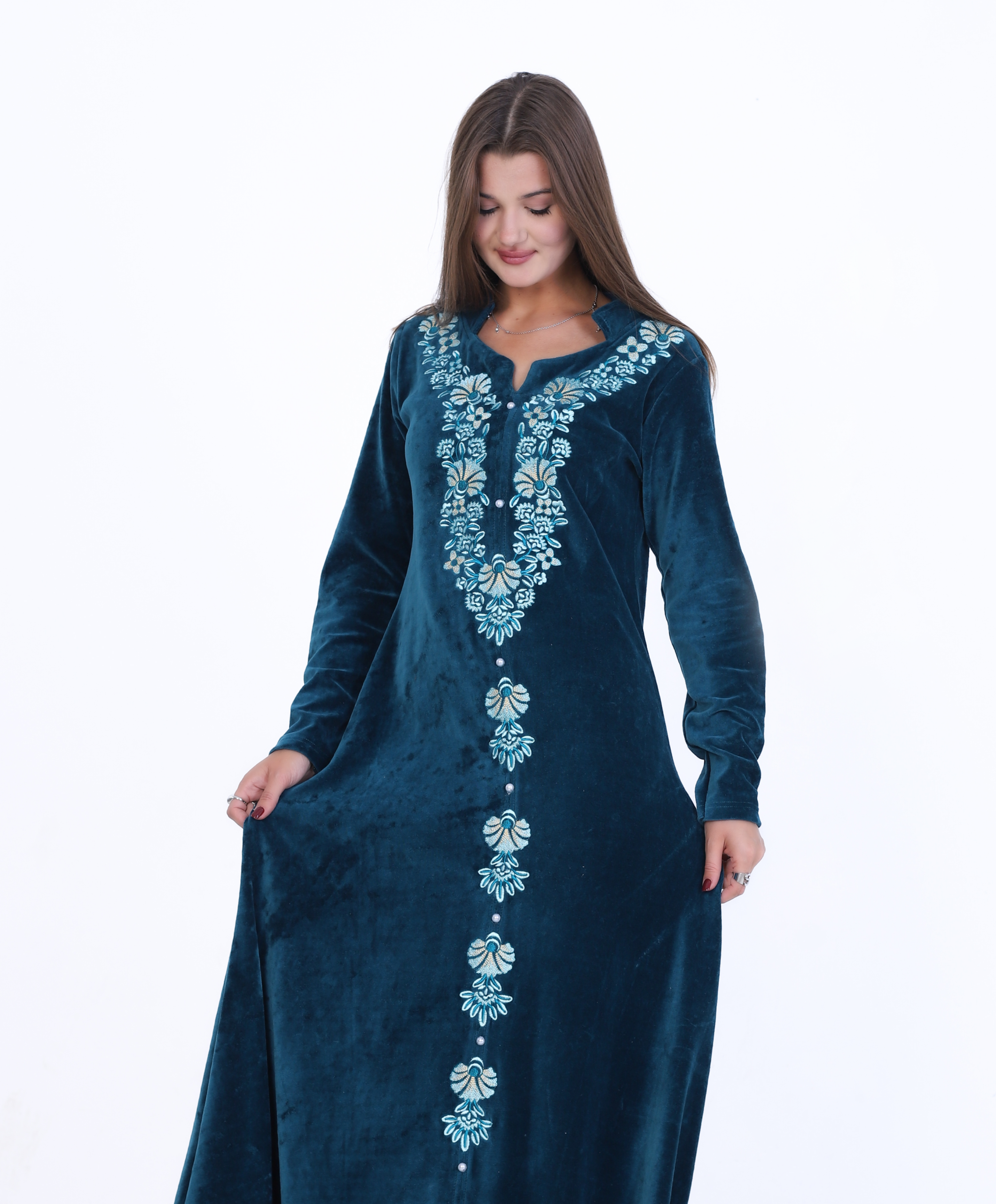 Velvet Embroidered Abaya – Elegant & Timeless Design