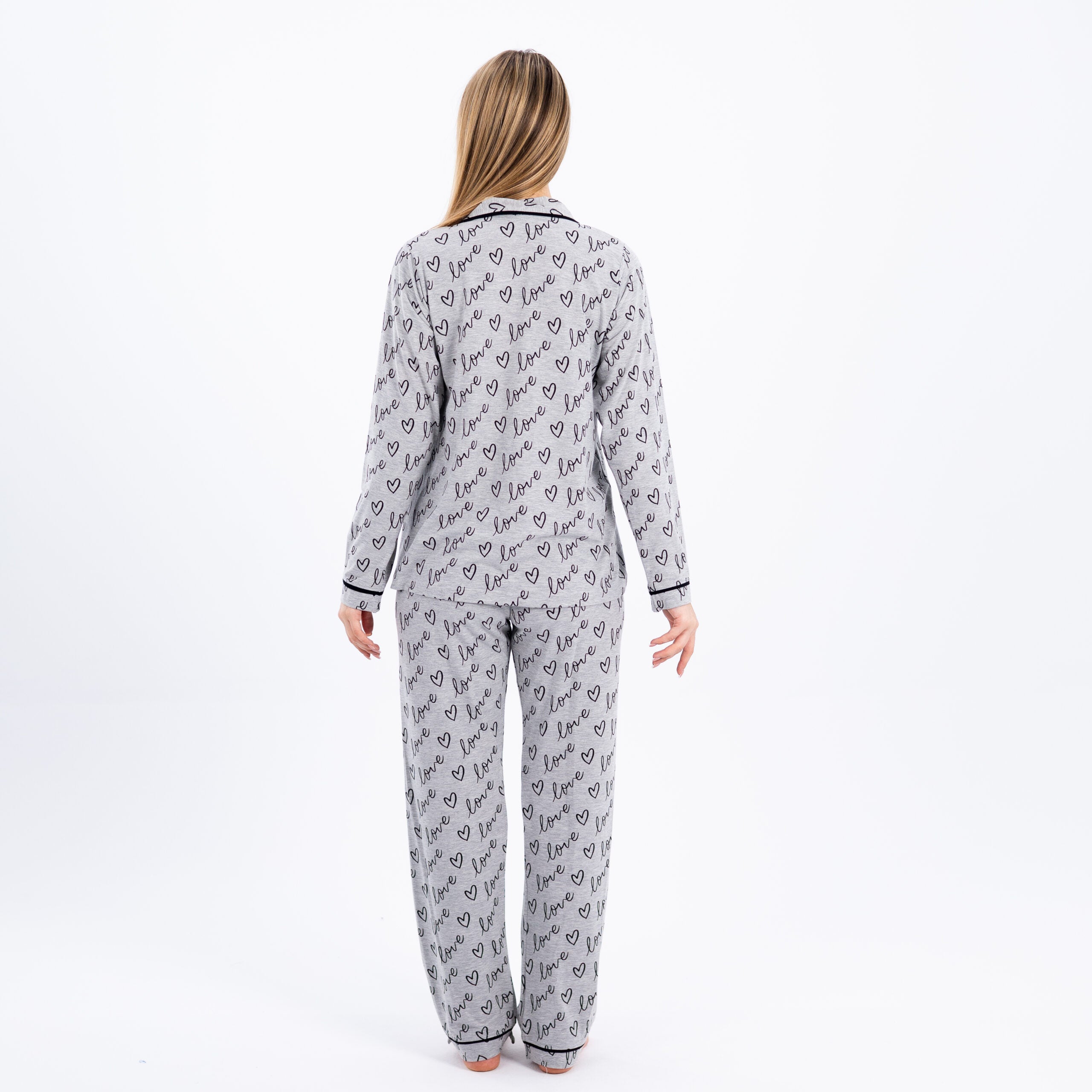 Heart-Printed Cotton Pajamas for Effortless Elegance