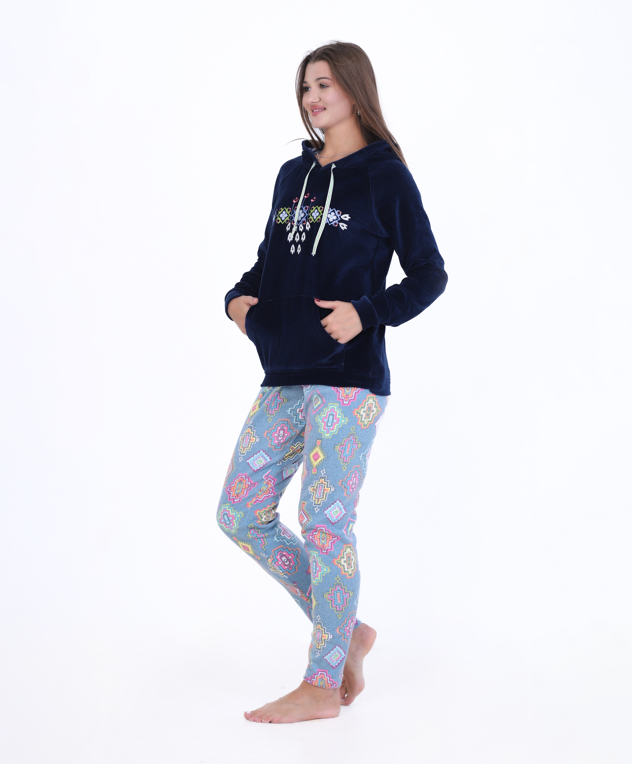 Velvet & Foulard Winter Pajama – Cozy Elegance with Embroidery