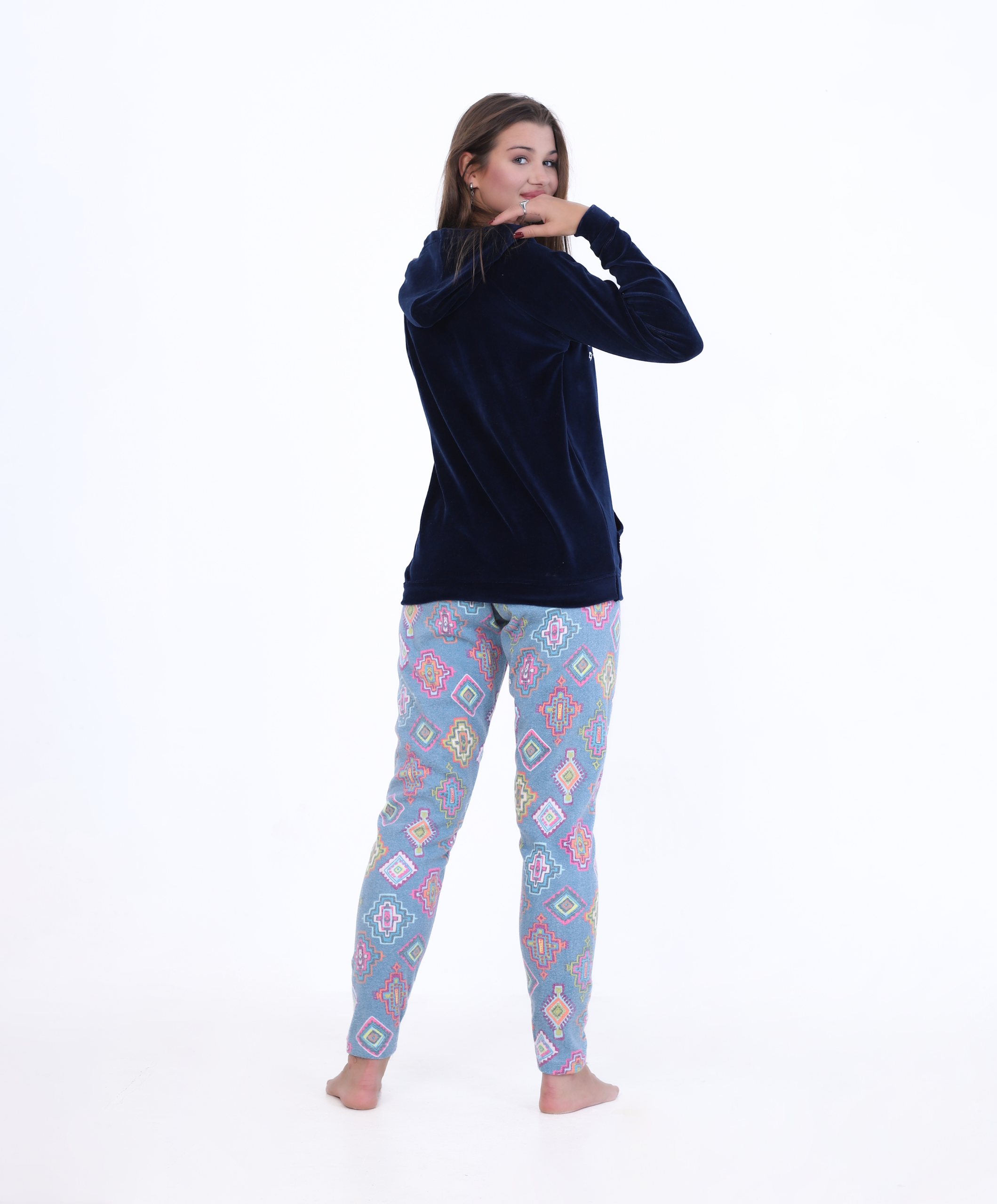 Velvet & Foulard Winter Pajama – Cozy Elegance with Embroidery