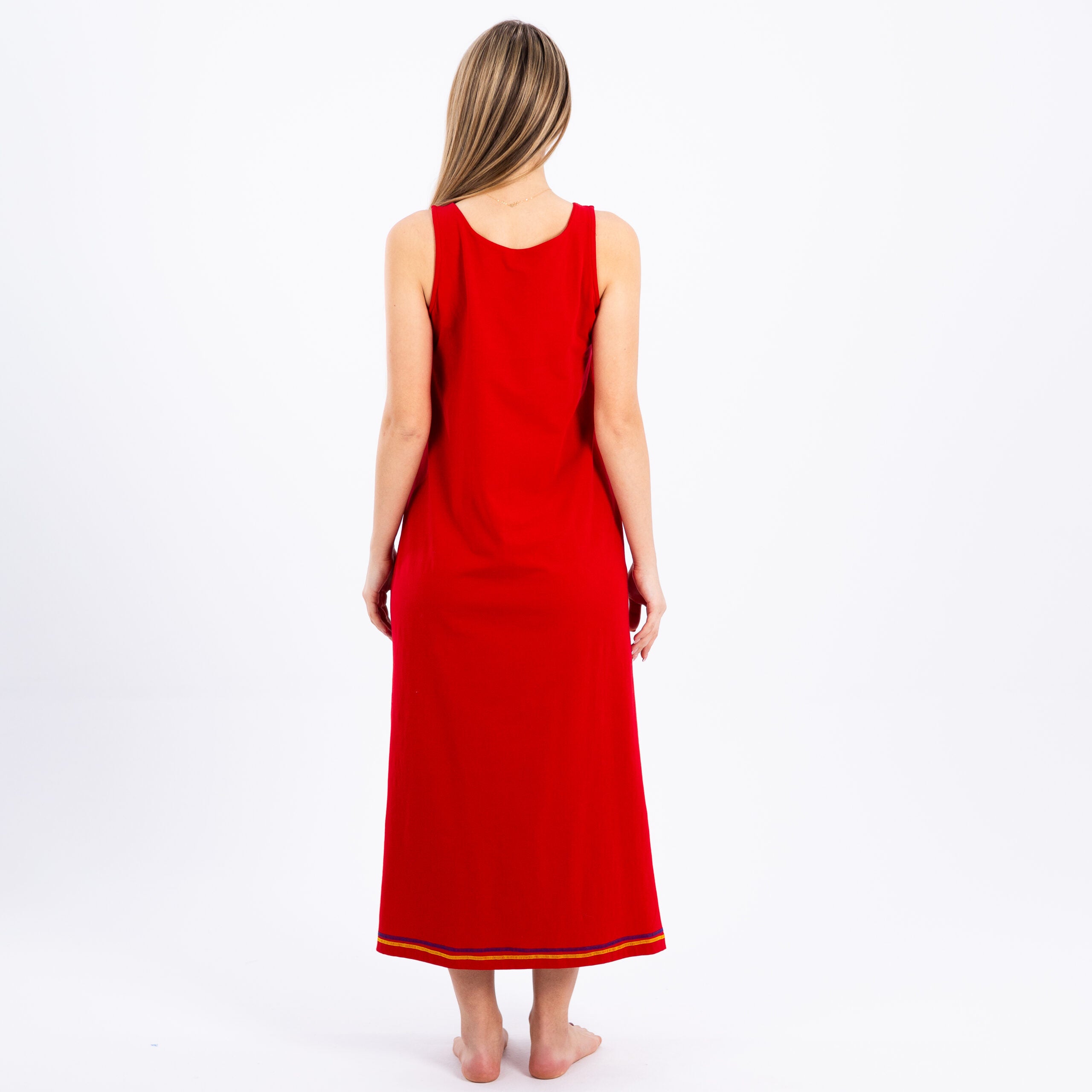 Women's Sleeveless Embroidered Cotton Nightgown