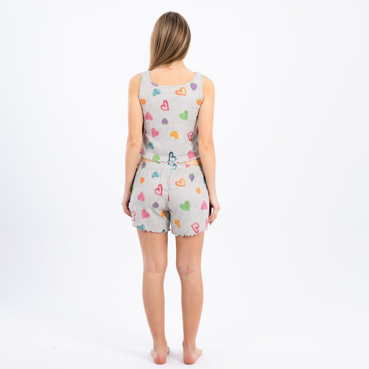 Heart Printed Pajama Short Set