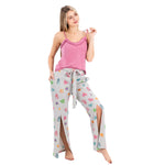 Heart Print Pajama-Ruffle Top