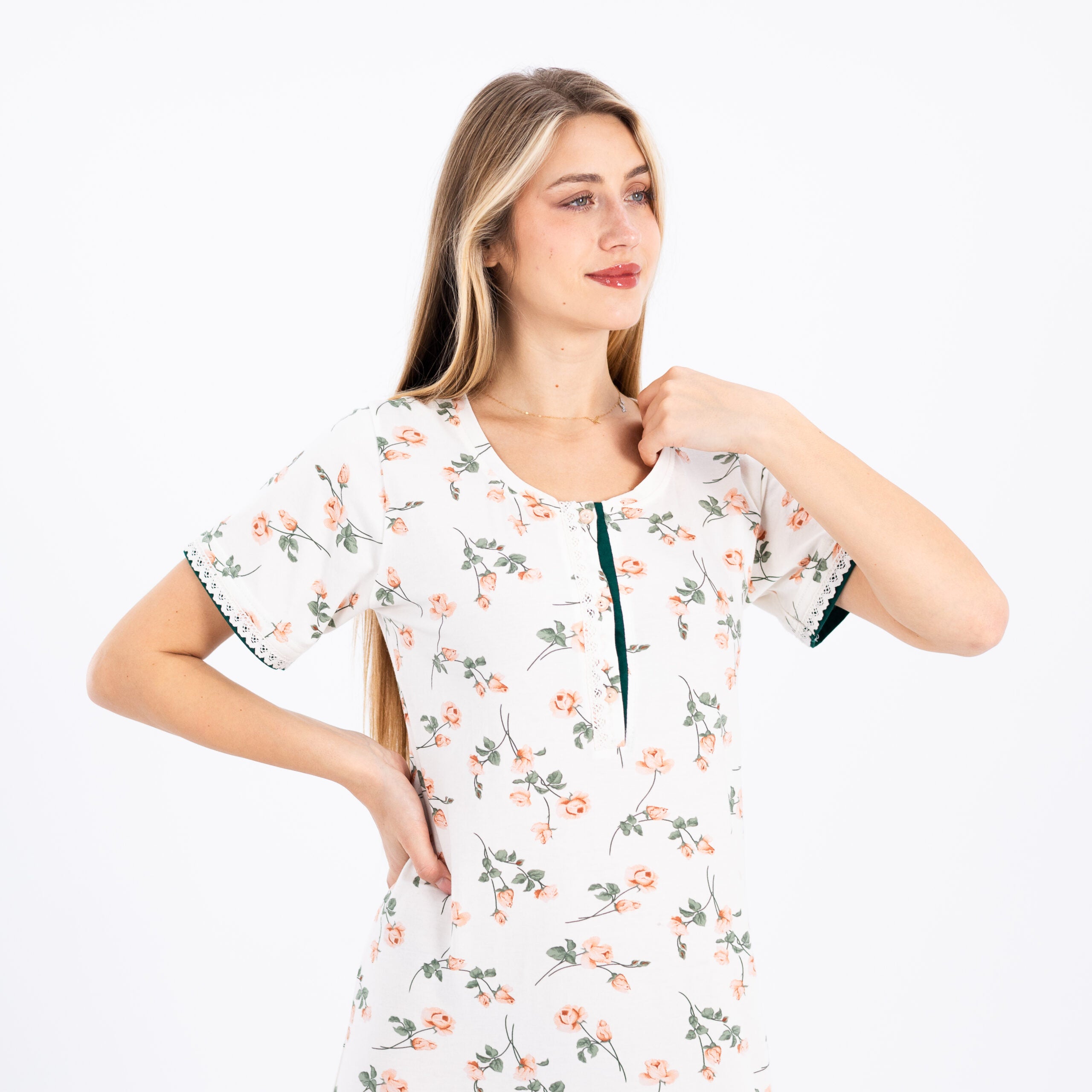 Elegant White Sleep Dress – Soft & Floral