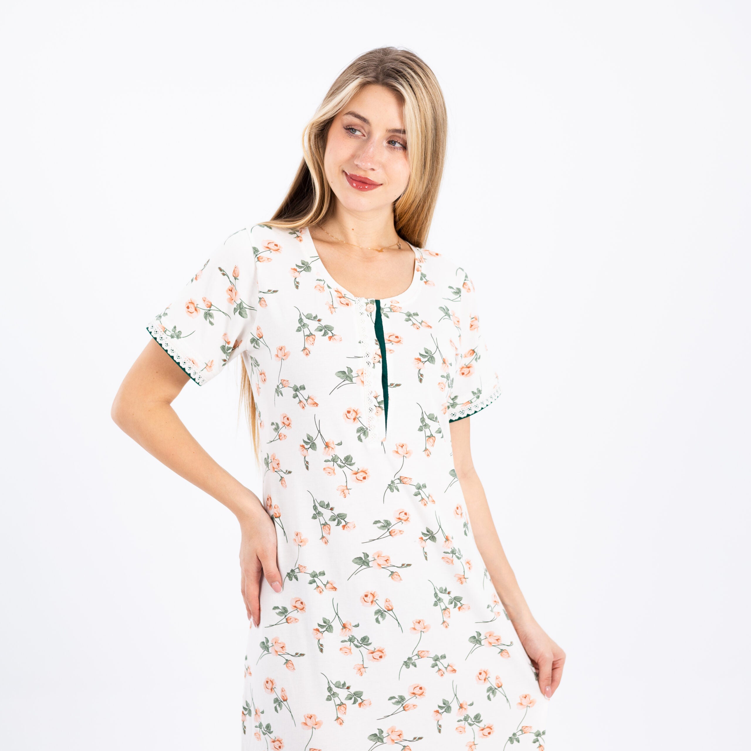Elegant White Sleep Dress – Soft & Floral