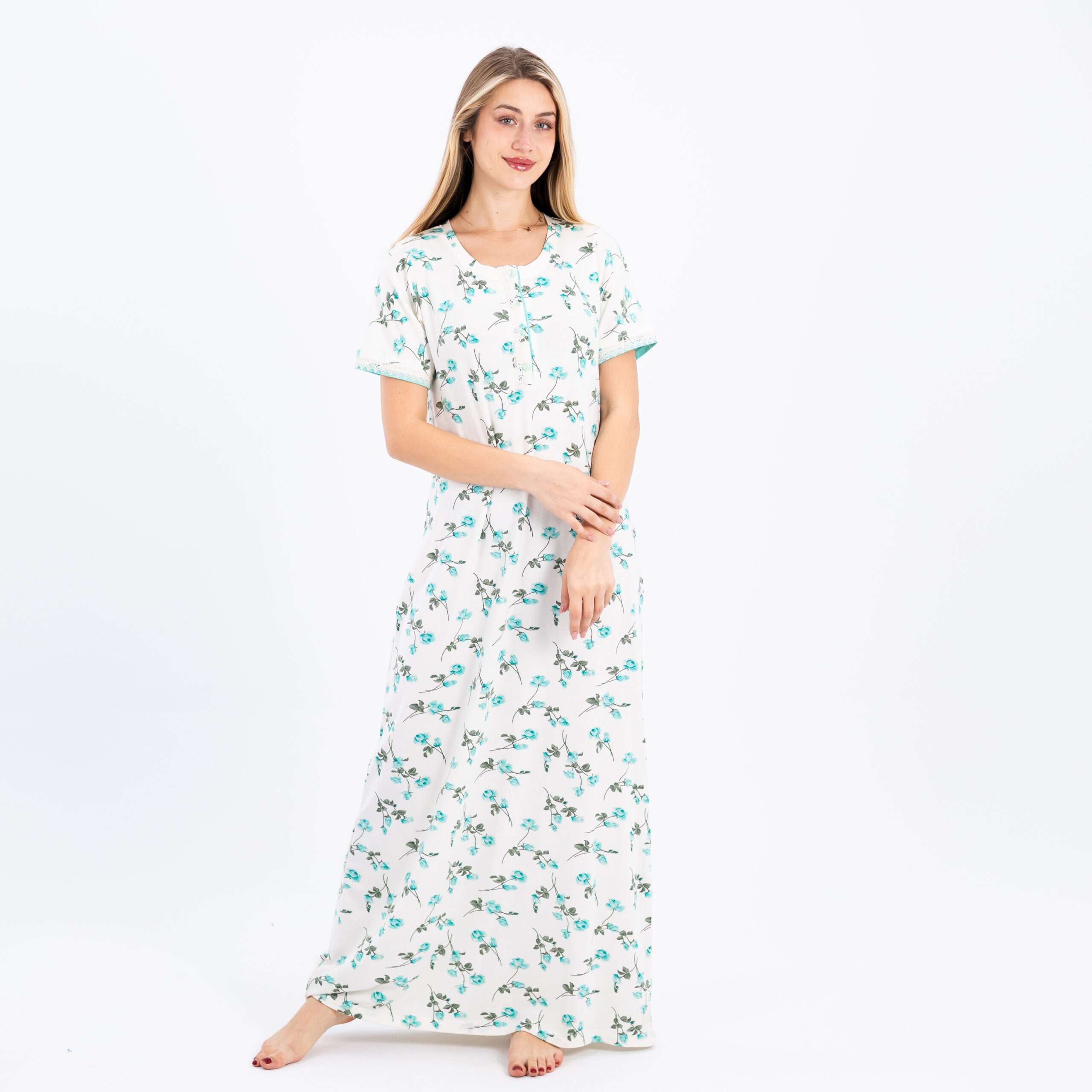 Elegant White Sleep Dress – Soft & Floral
