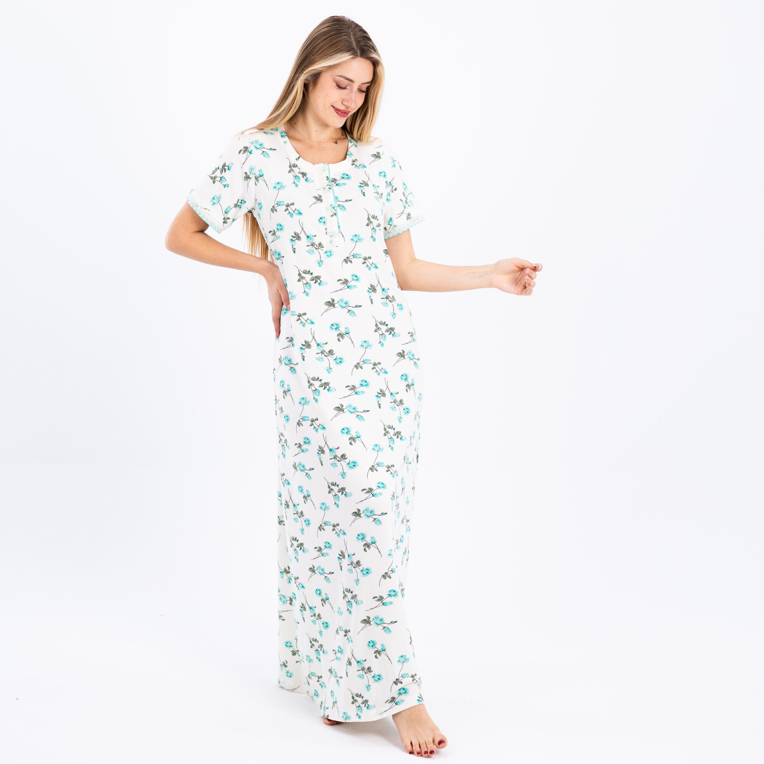 Elegant White Sleep Dress – Soft & Floral