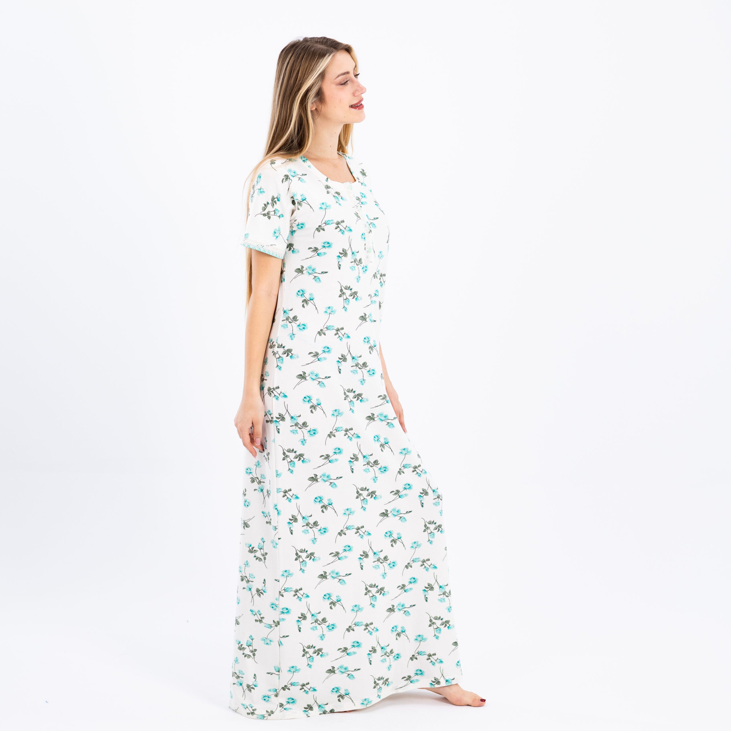Elegant White Sleep Dress – Soft & Floral