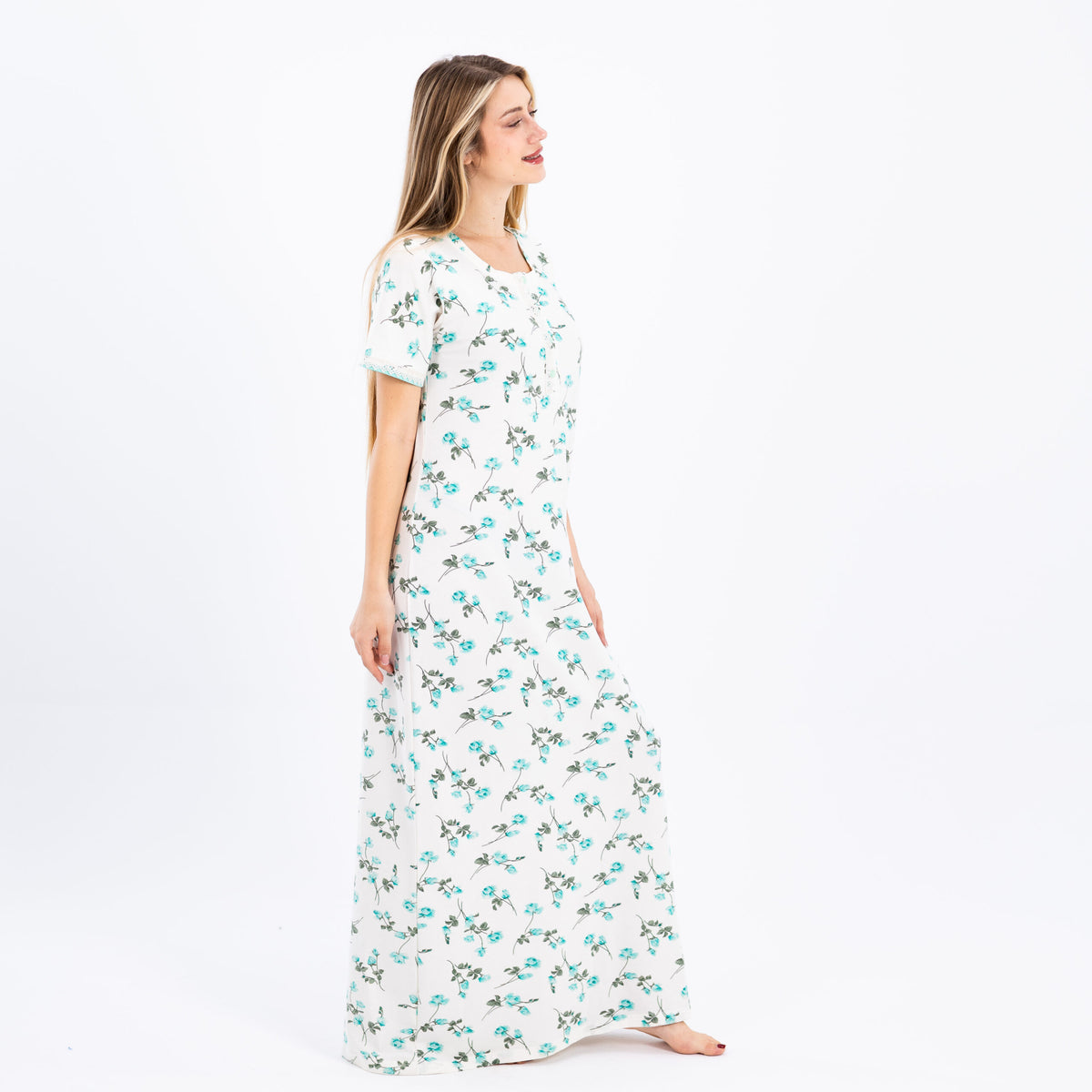 Soft Floral Printed Maxi Nightgown
