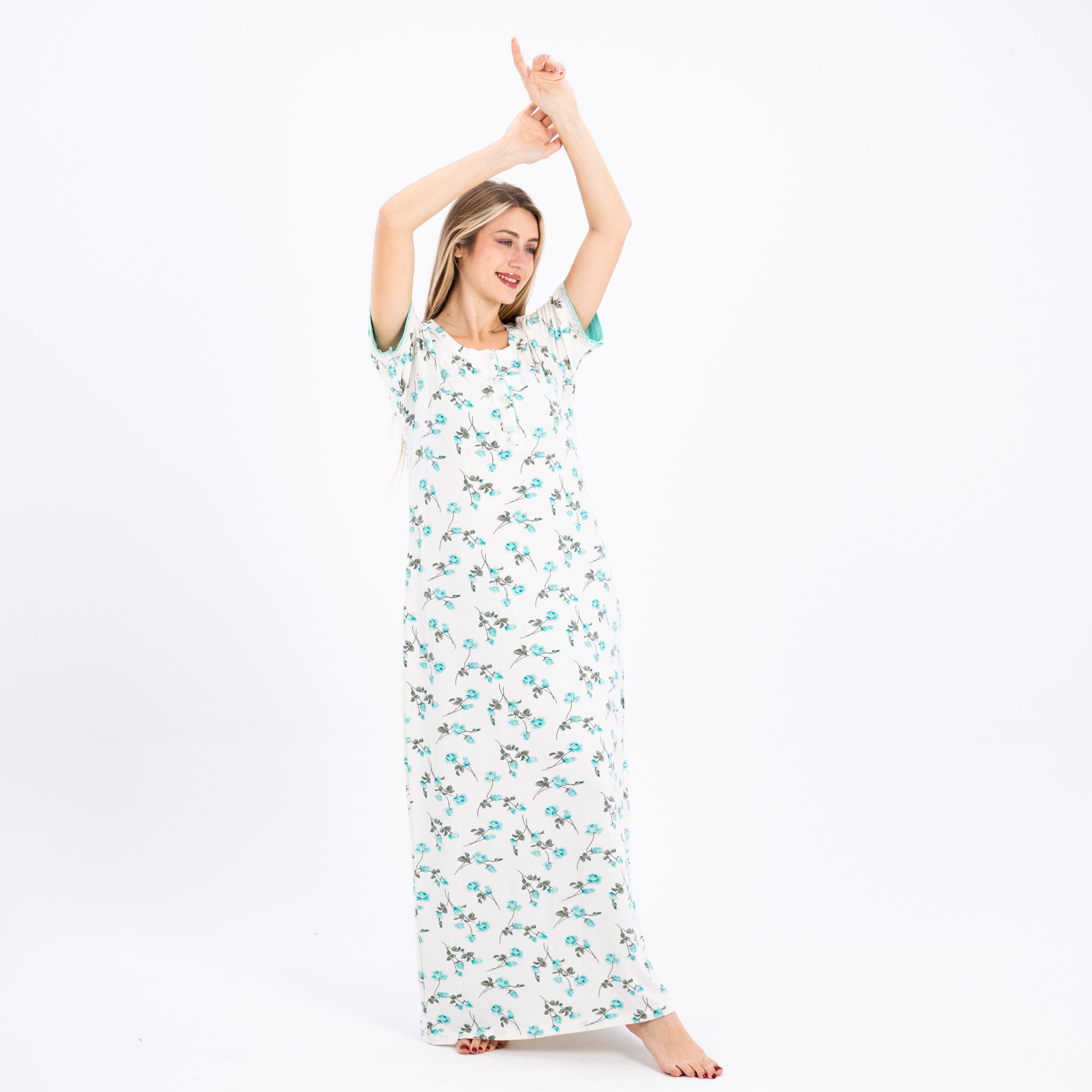 Elegant White Sleep Dress – Soft & Floral