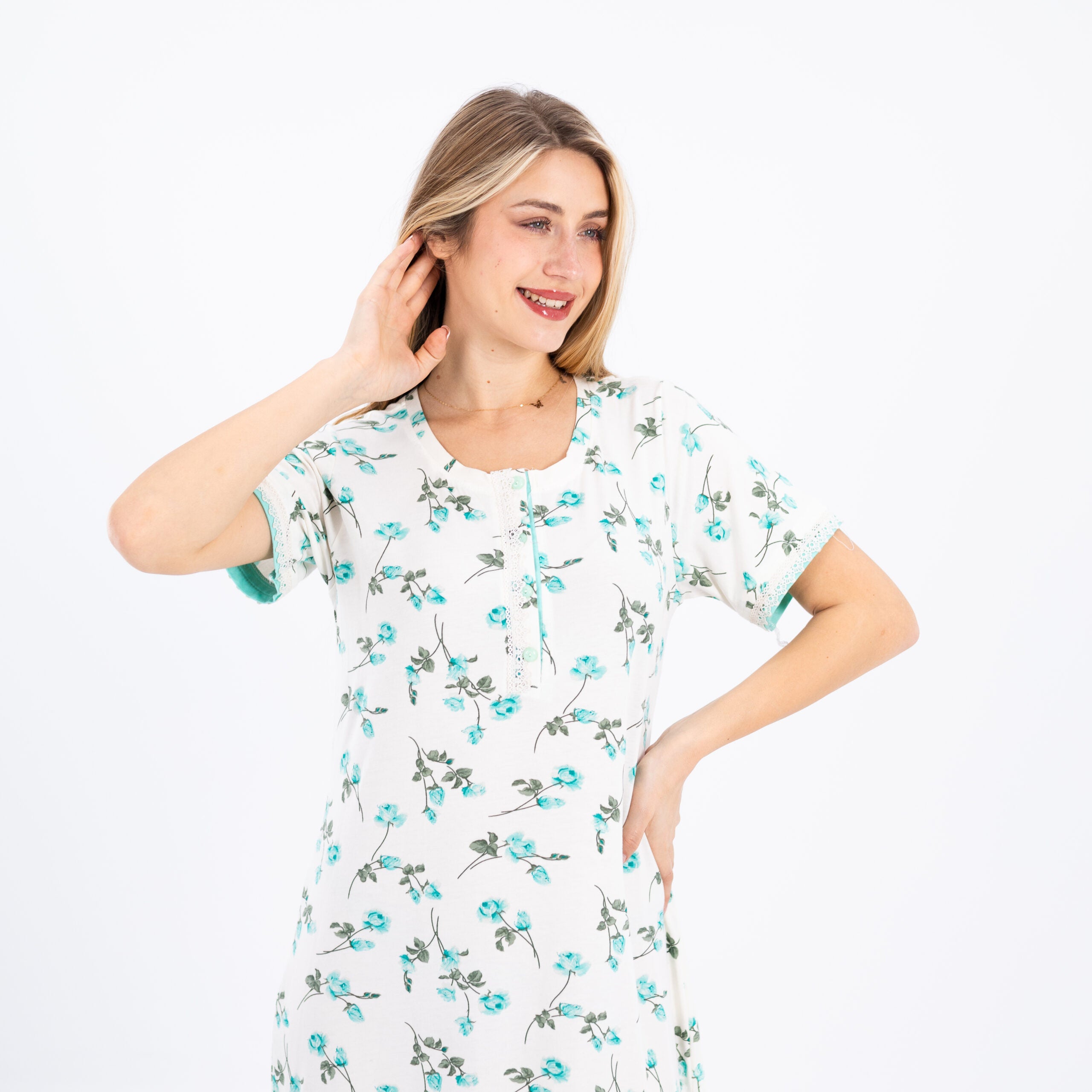 Elegant White Sleep Dress – Soft & Floral