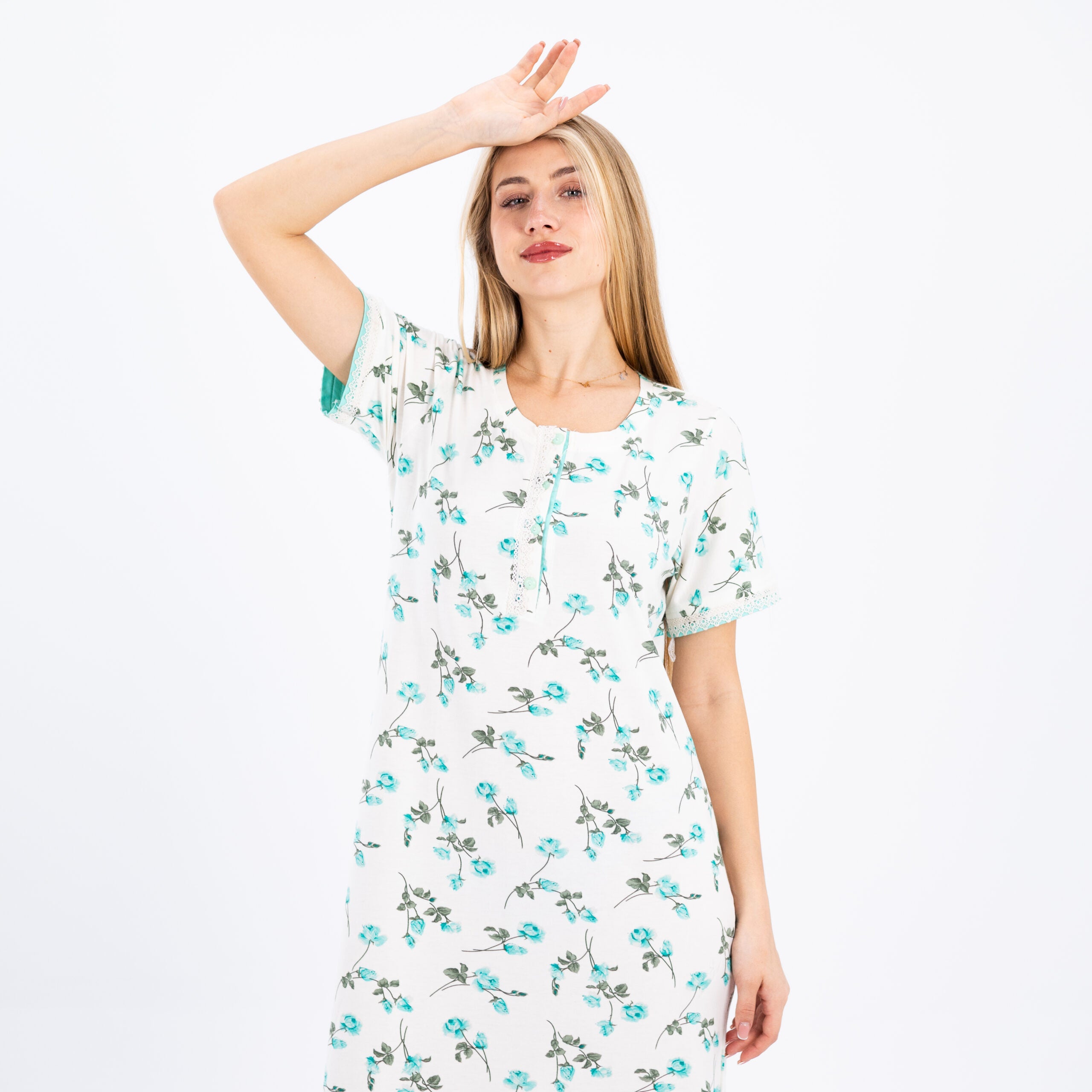 Elegant White Sleep Dress – Soft & Floral