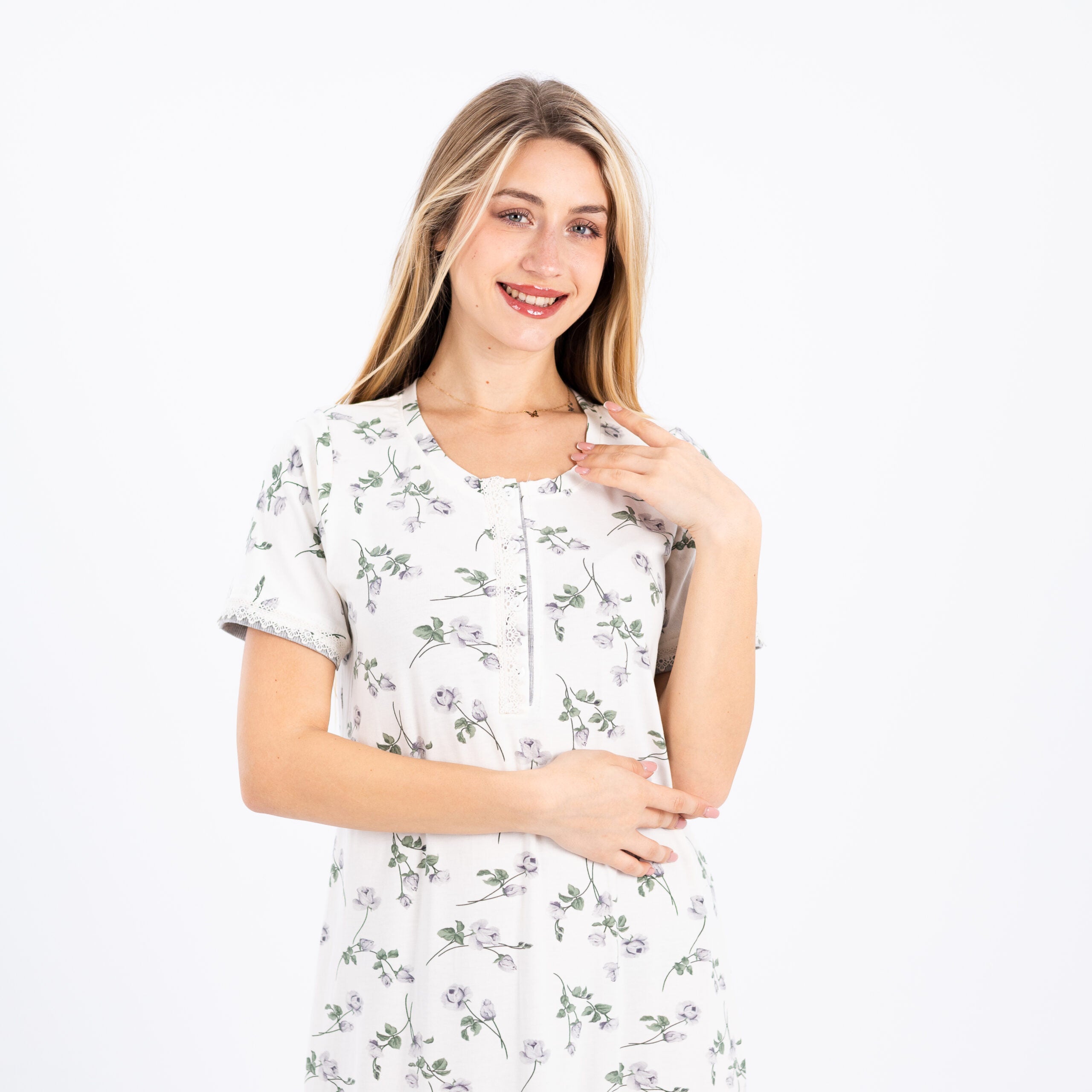 Elegant White Sleep Dress – Soft & Floral
