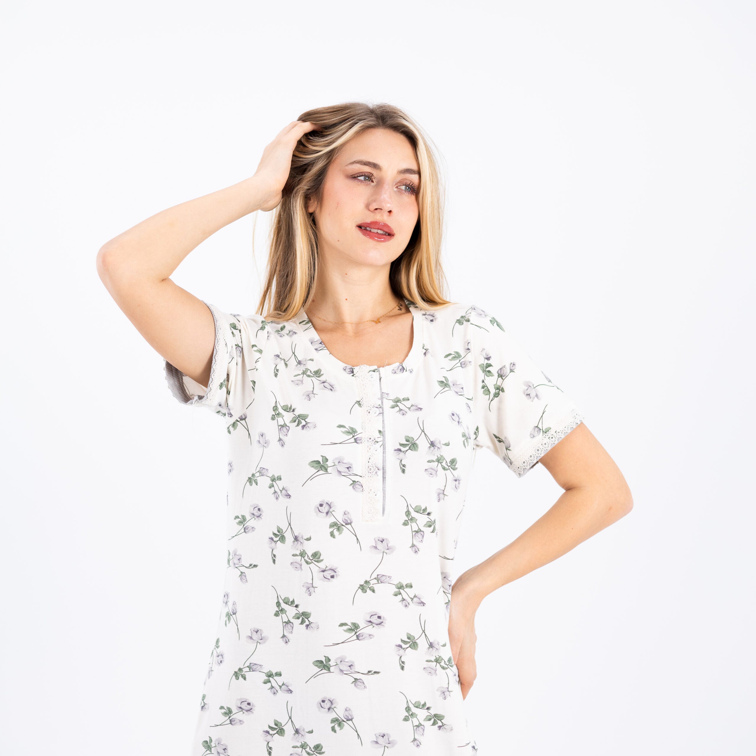 Elegant White Sleep Dress – Soft & Floral