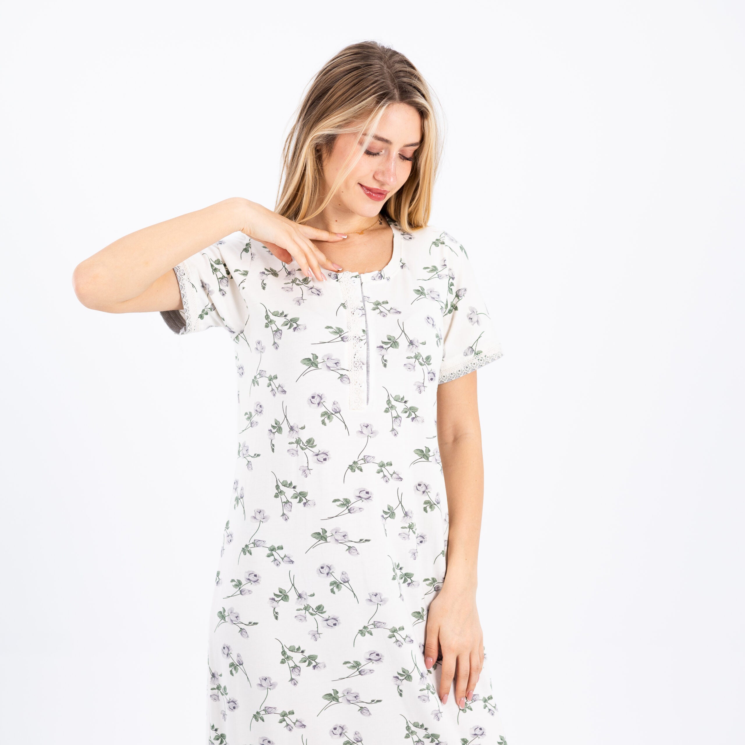Elegant White Sleep Dress – Soft & Floral
