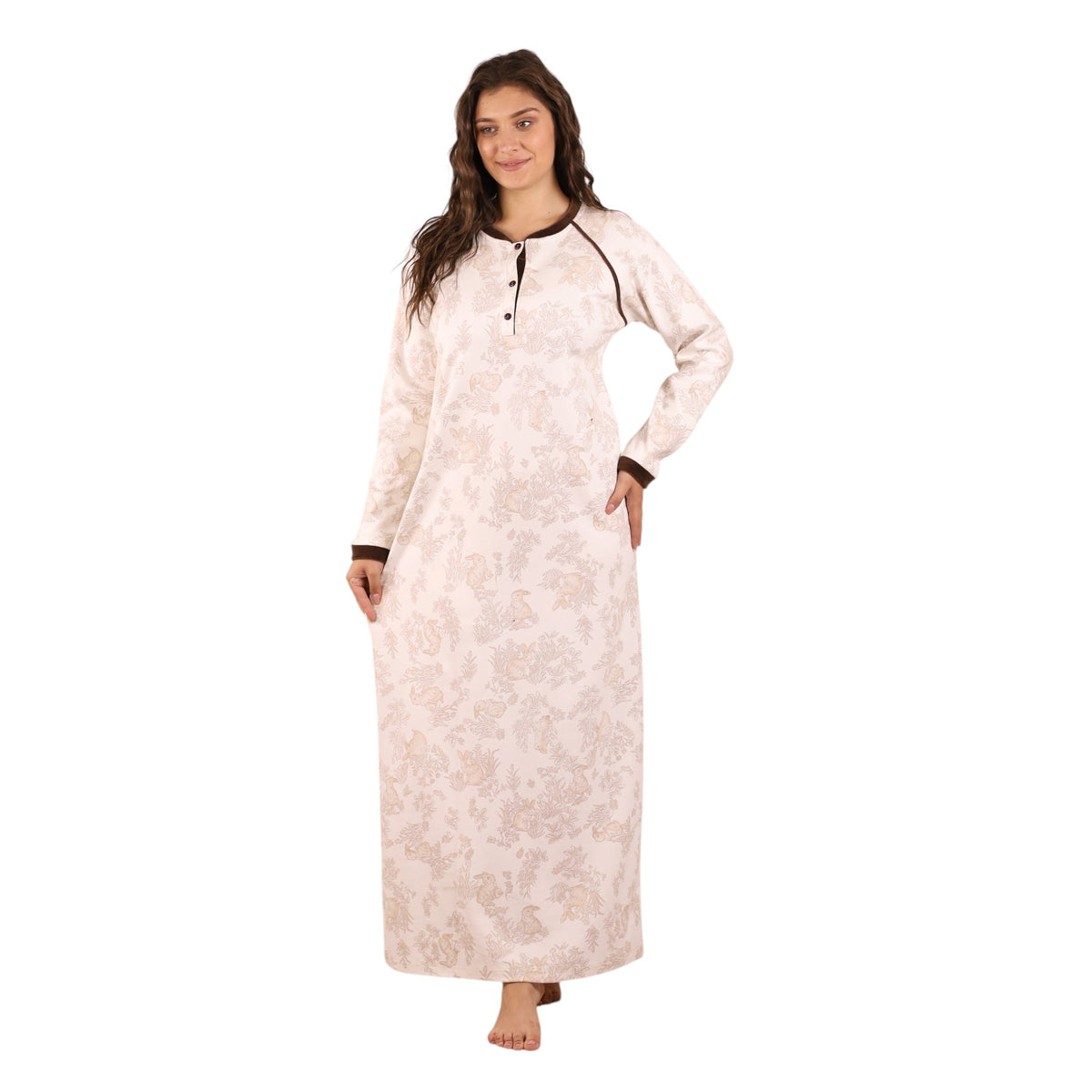 Elegant Printed Long Nightgown | FW26