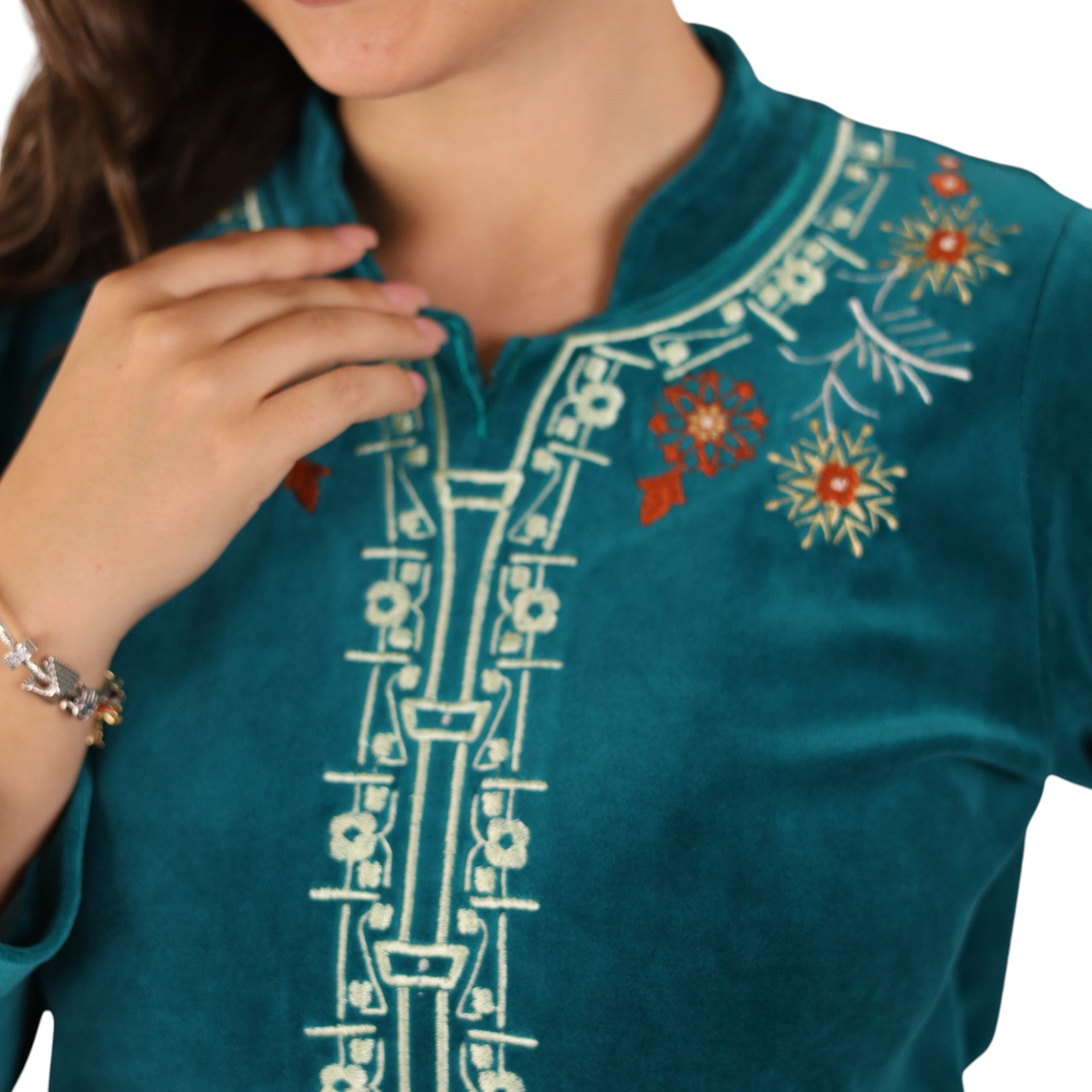 Ayla Embroidered Teal Abaya | FW26