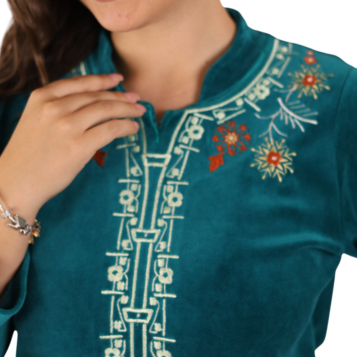 Ayla Embroidered Teal Abaya | FW26