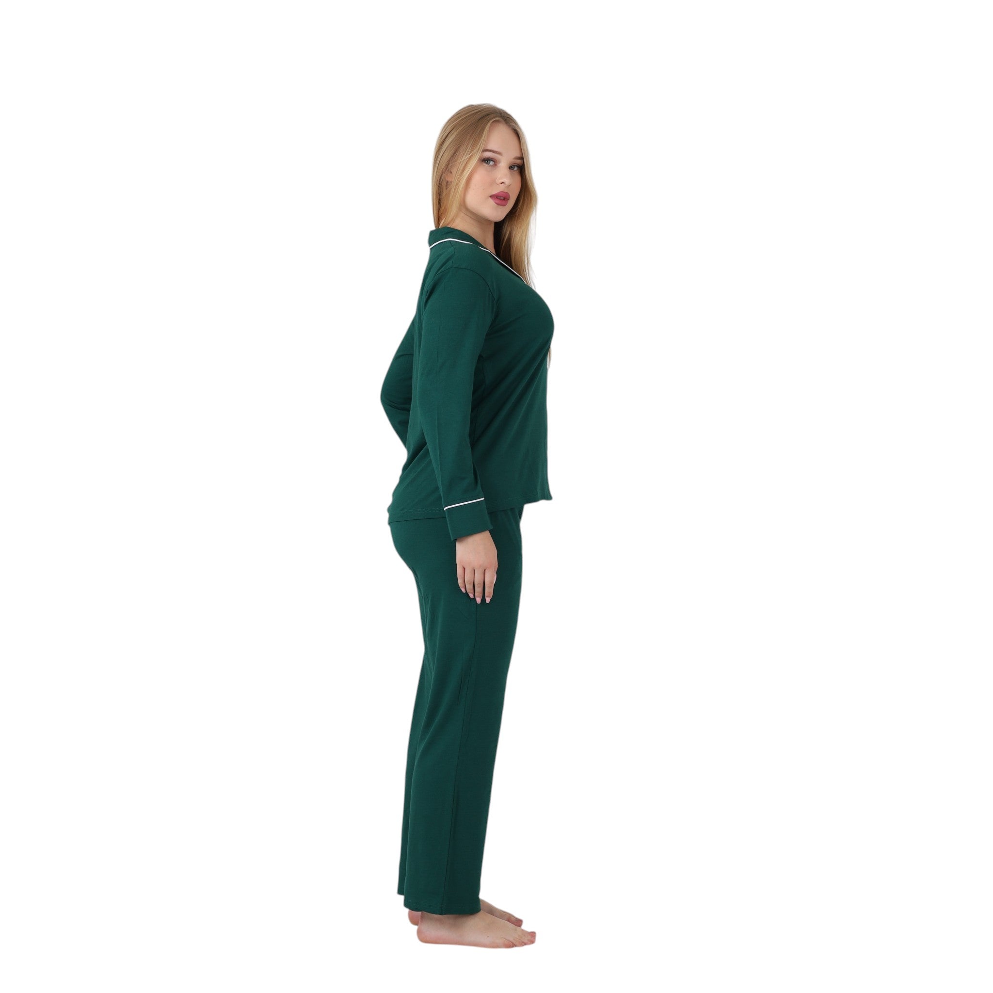 Classic Piped Buttoned Pajama Set