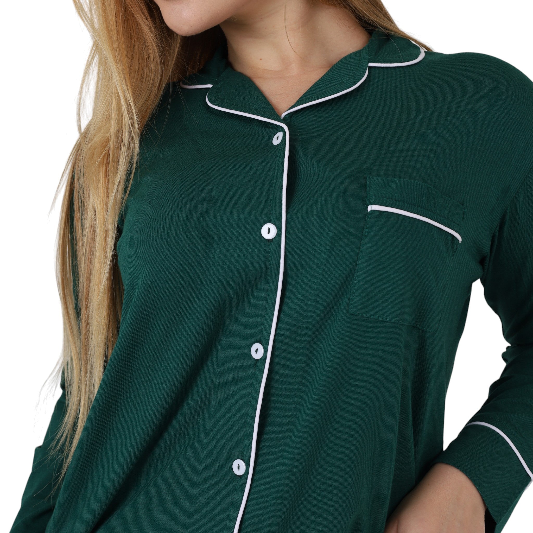 Classic Piped Buttoned Pajama Set