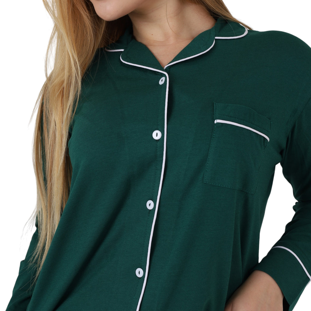 Classic Piped Buttoned Pajama Set