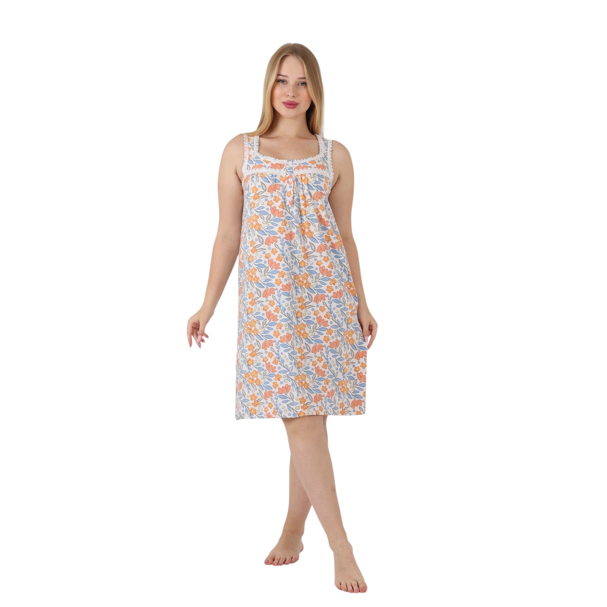 Floral Lace Trim Nightgown