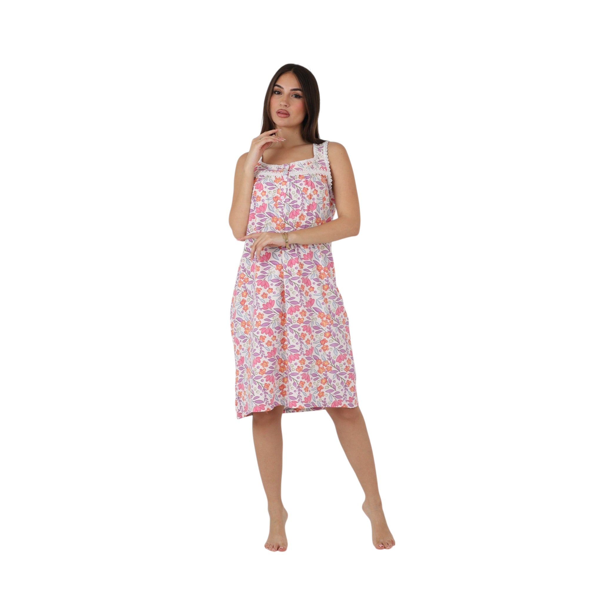 Floral Lace Trim Nightgown