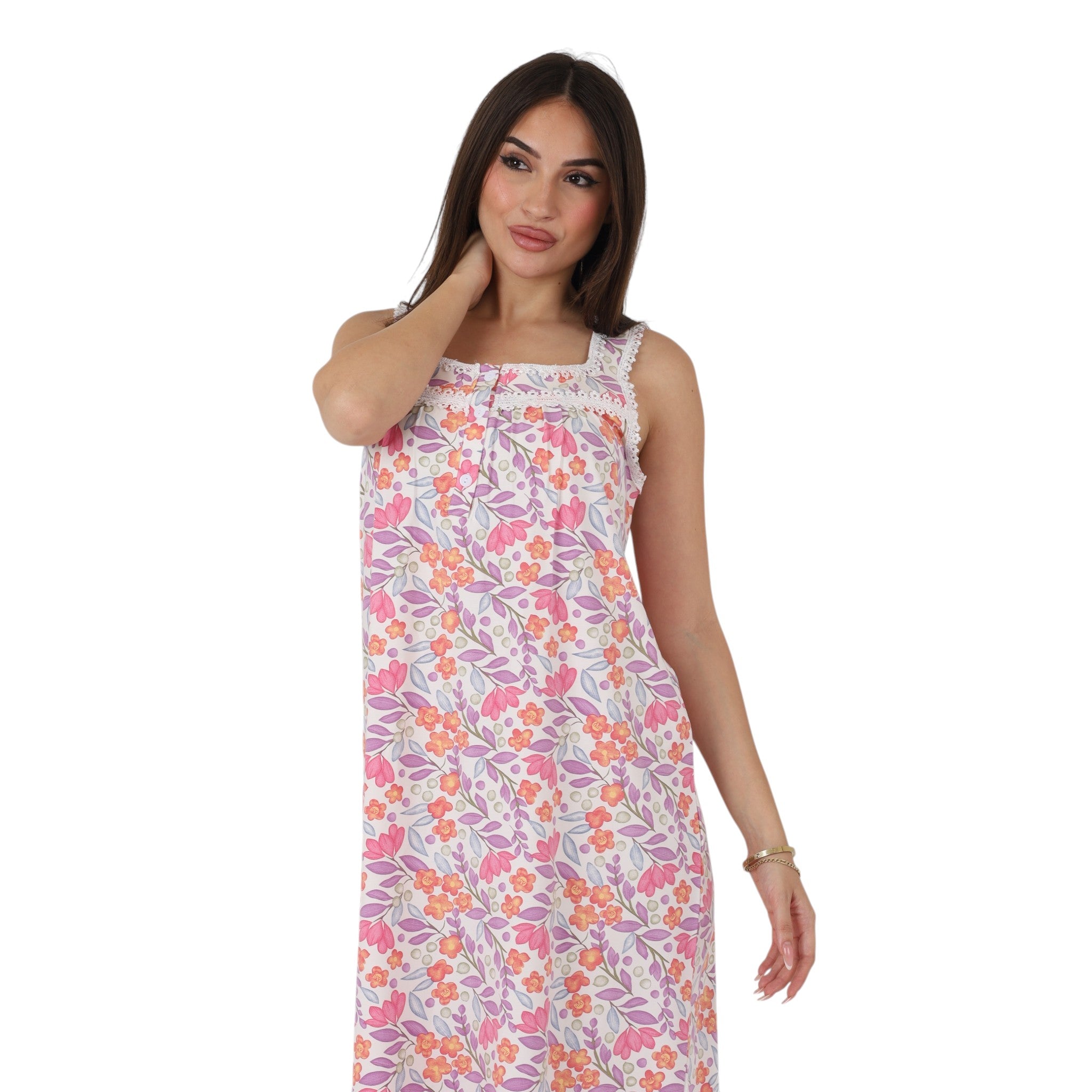 Floral Lace Trim Nightgown