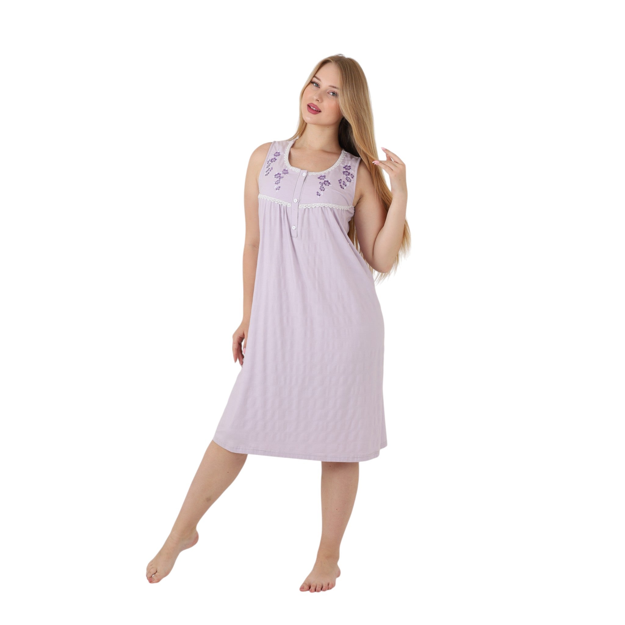 Floral Embroidered Lace Nightgown