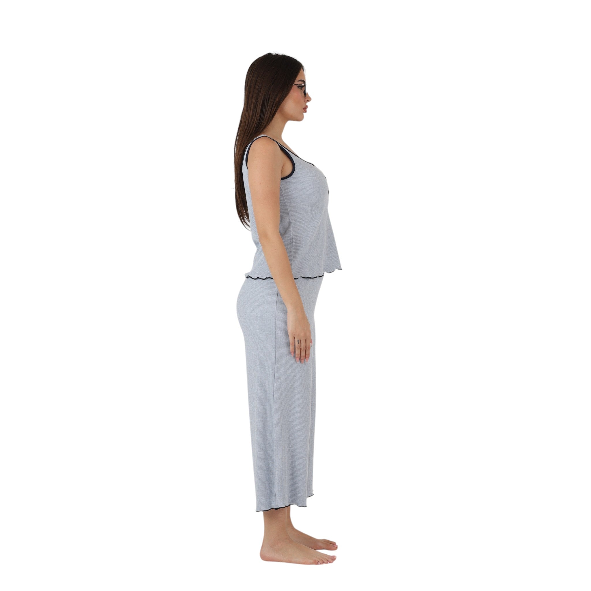 Modern Button Capri Pajama Set
