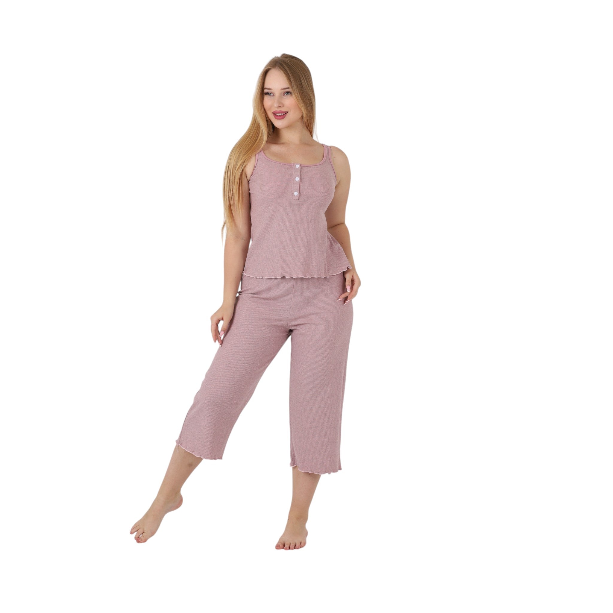 Modern Button Capri Pajama Set