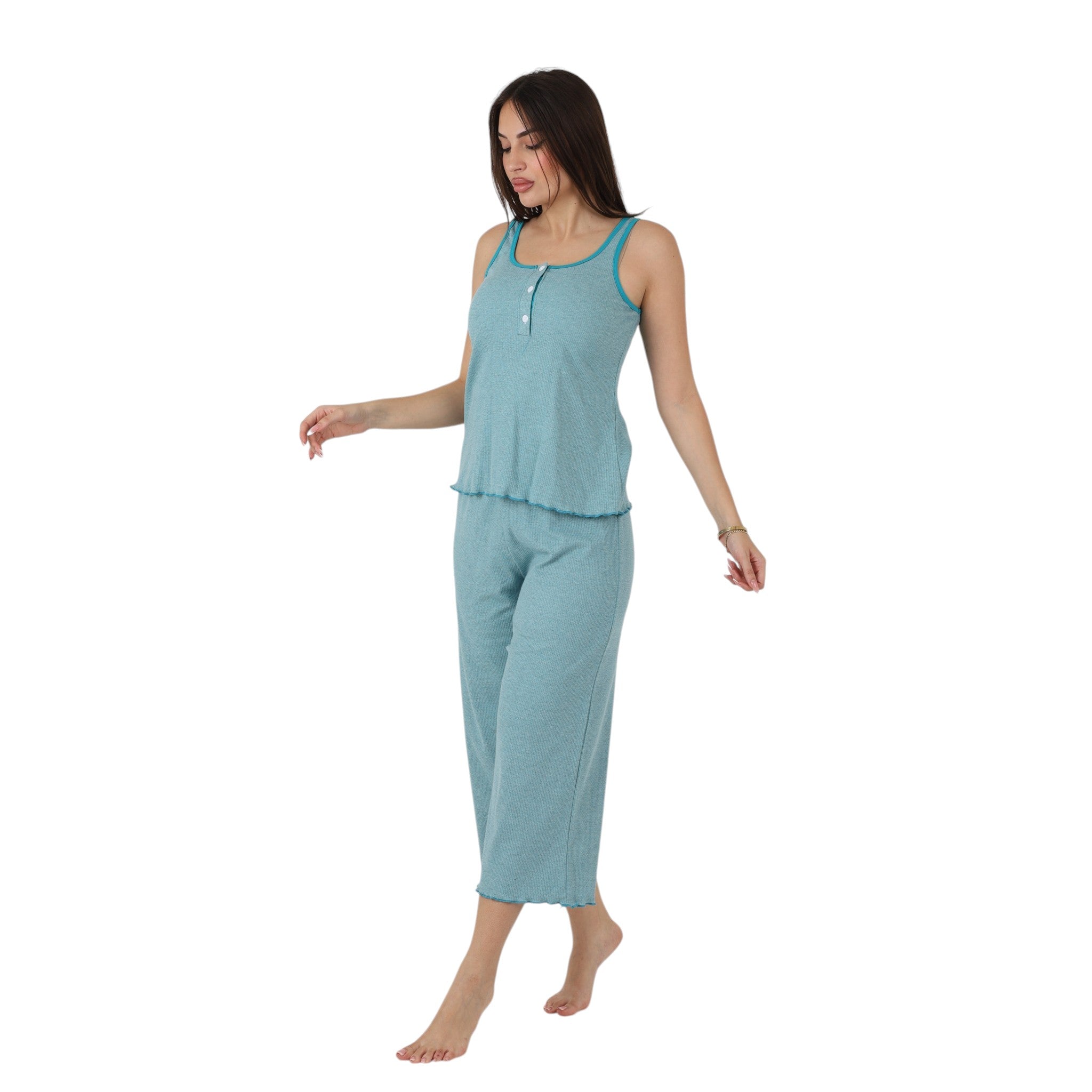 Modern Button Capri Pajama Set