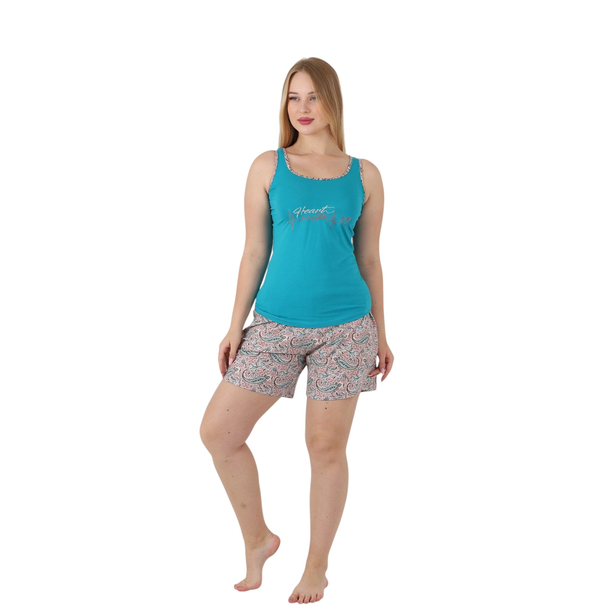 Printed Tank Shorts Pajama Set