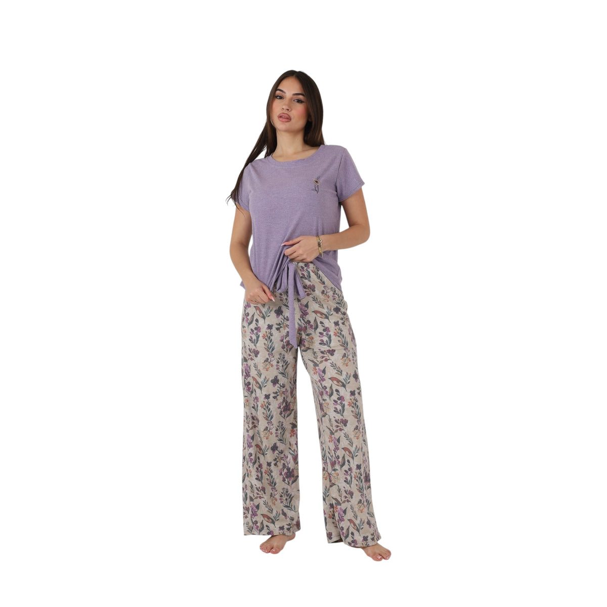 Floral Wide-Leg Pajama Set