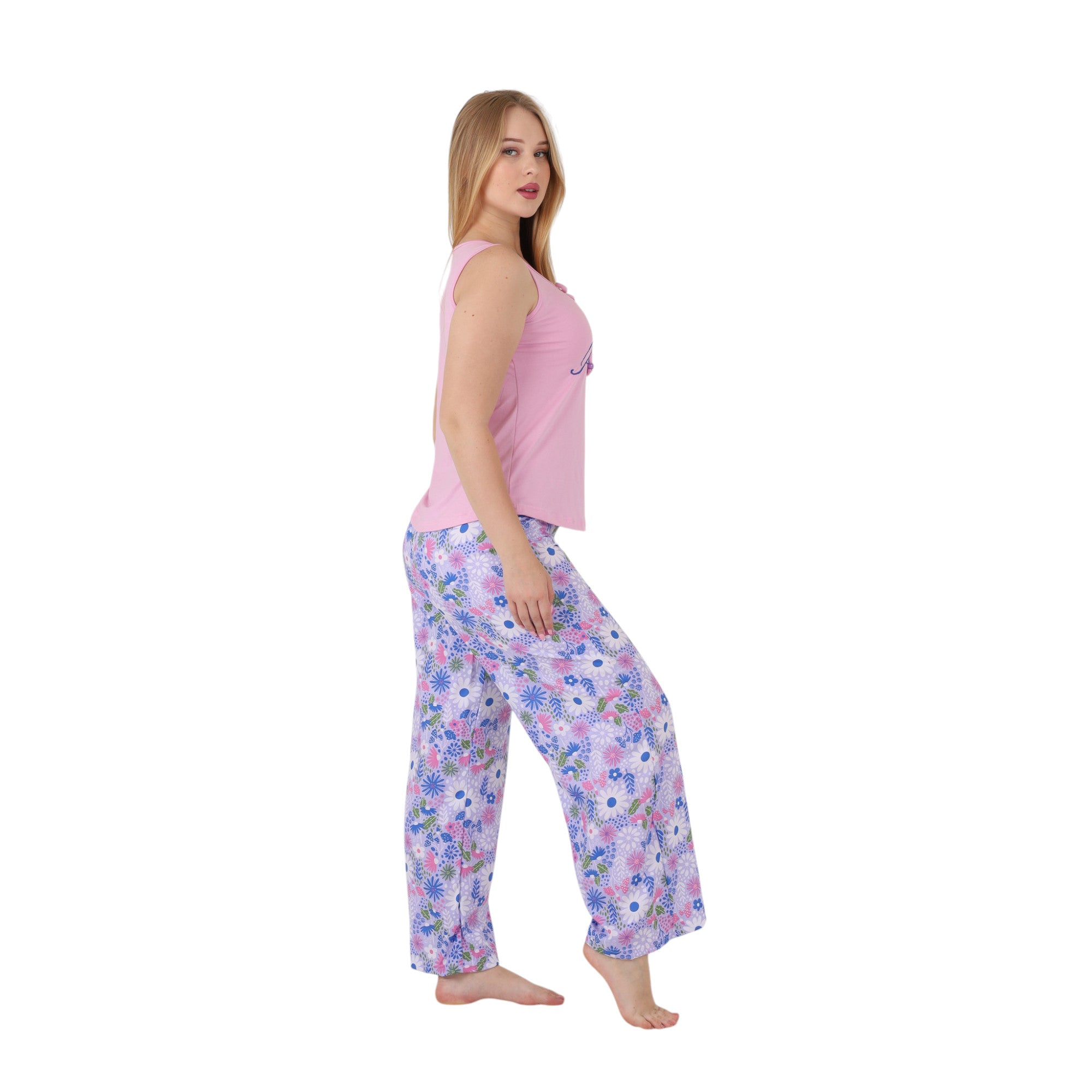 Printed Wide-Leg Pajama Set