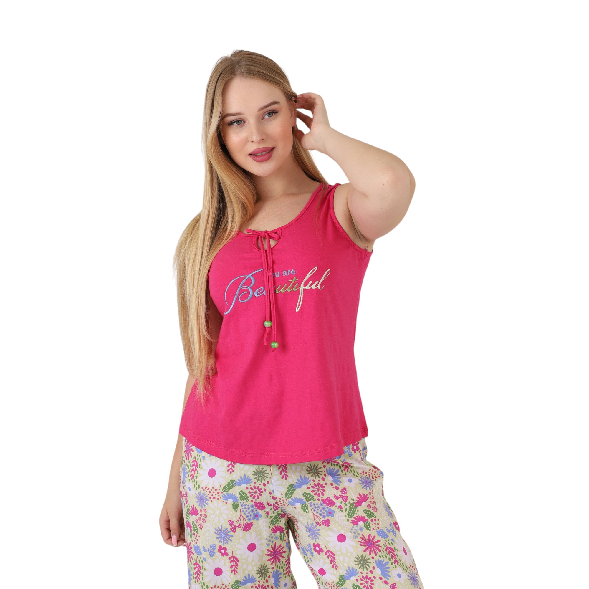 Printed Wide-Leg Pajama Set