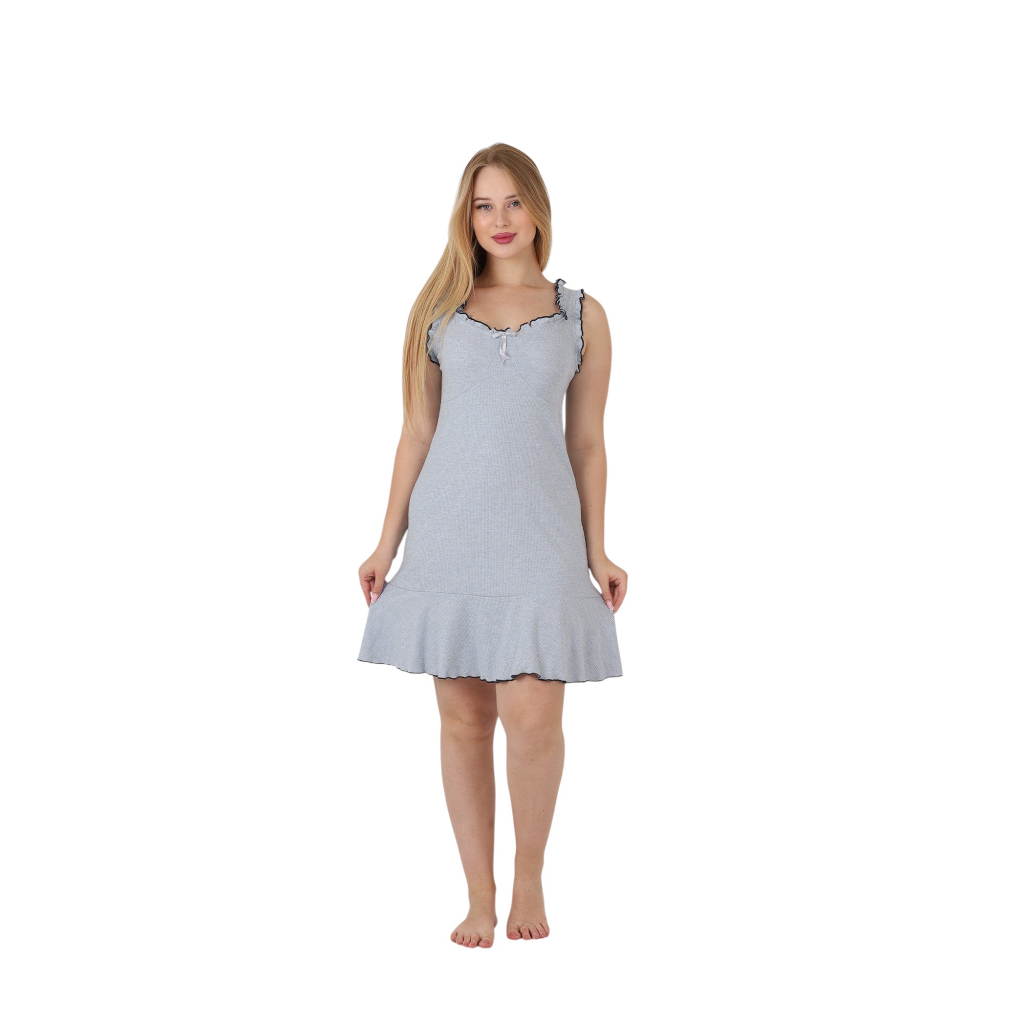 Ribbed Sleeveless Nightgown