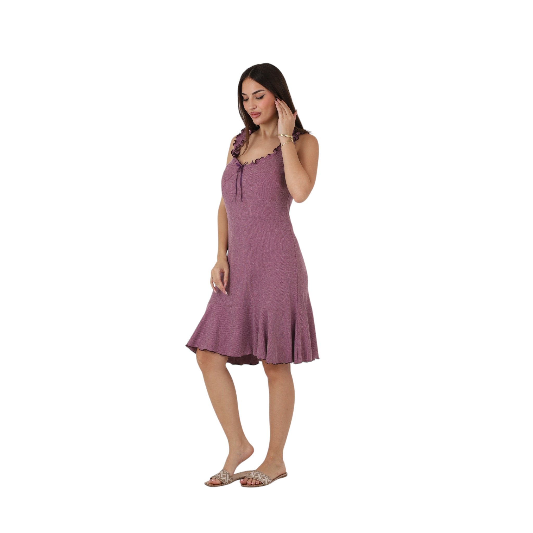 Ribbed Sleeveless Nightgown