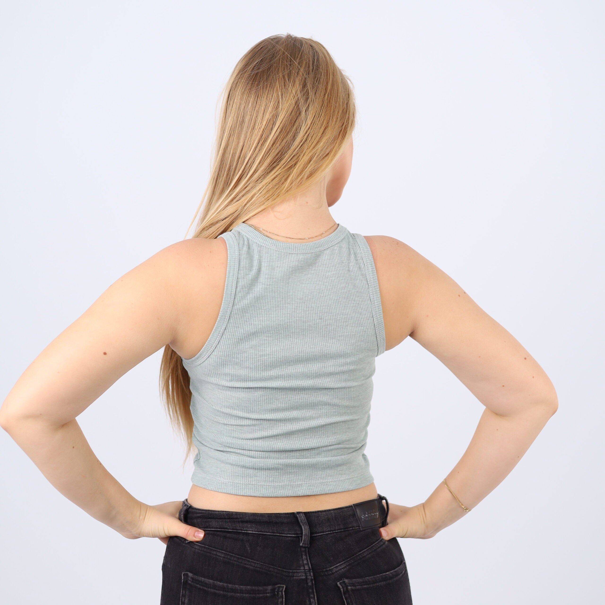 Cotton Ribbed Sleeveless Crop Top – Casual Fitted Tank for Women