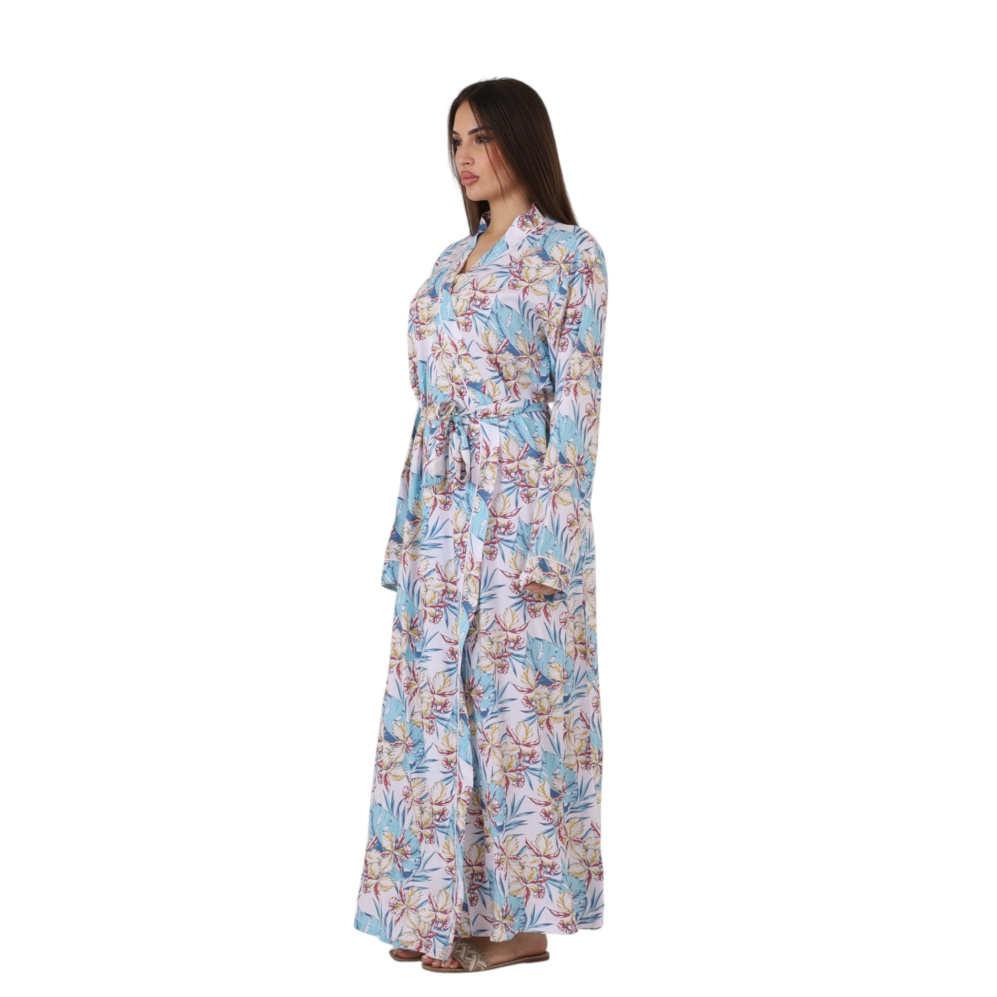 Tropical Printed Belted Robe