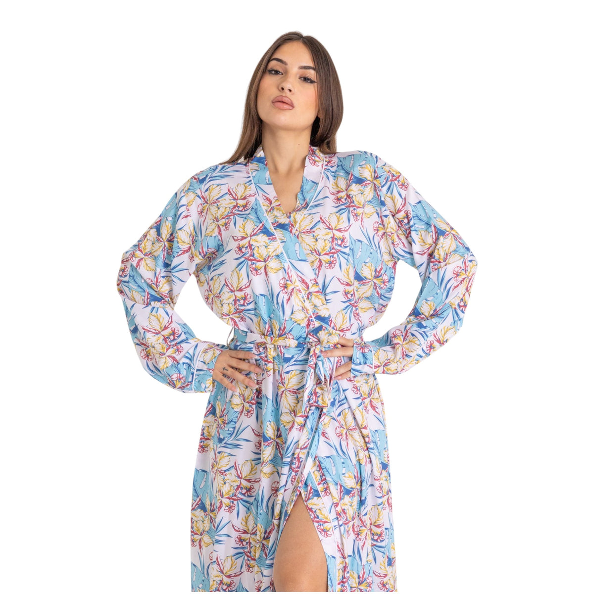Tropical Printed Belted Robe