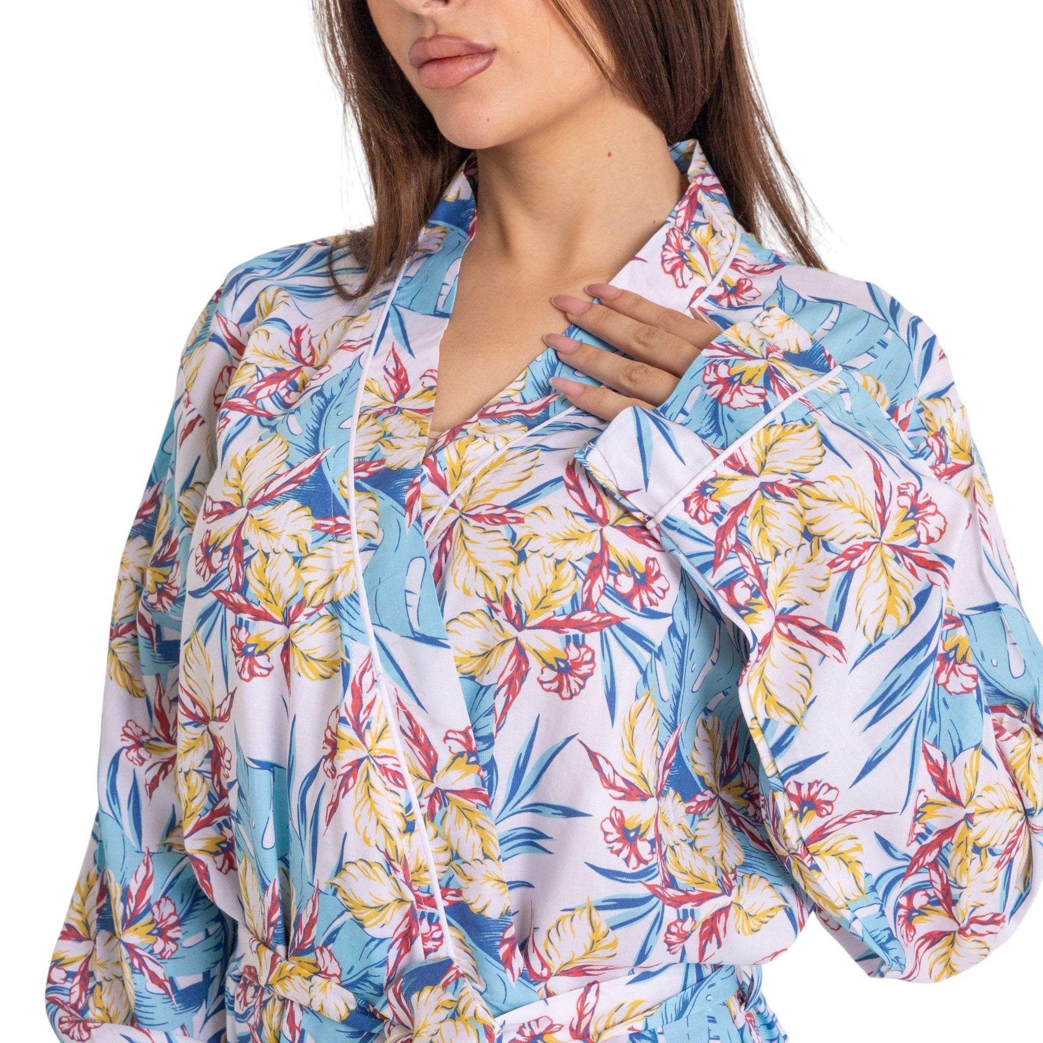 Tropical Printed Belted Robe
